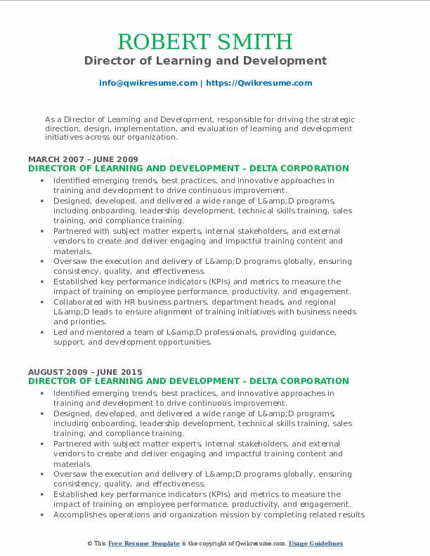 Director of Learning and Development - Director Of Learning And Development 1713709369 Pdf