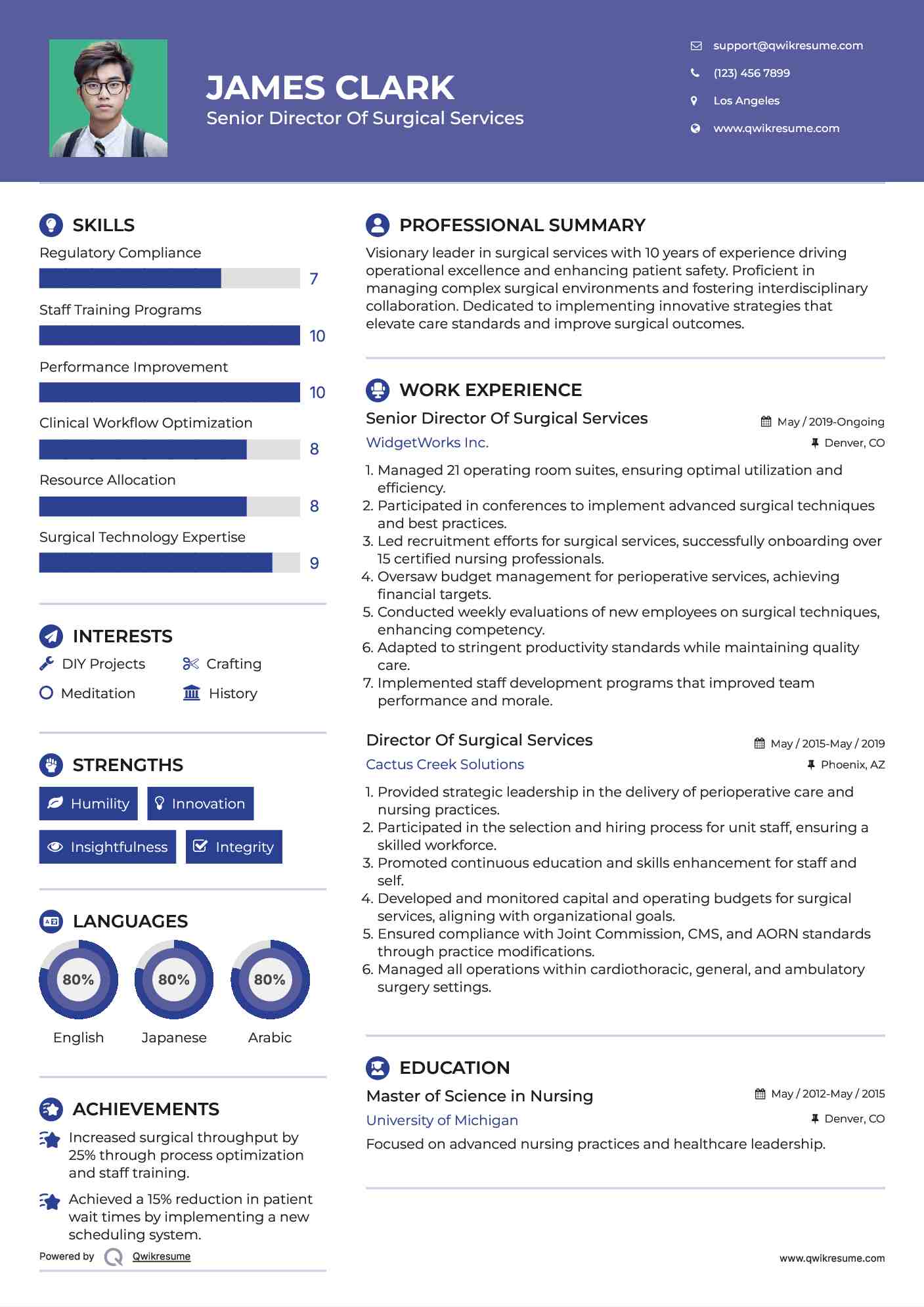 Senior Director Of Surgical Services Resume Model
