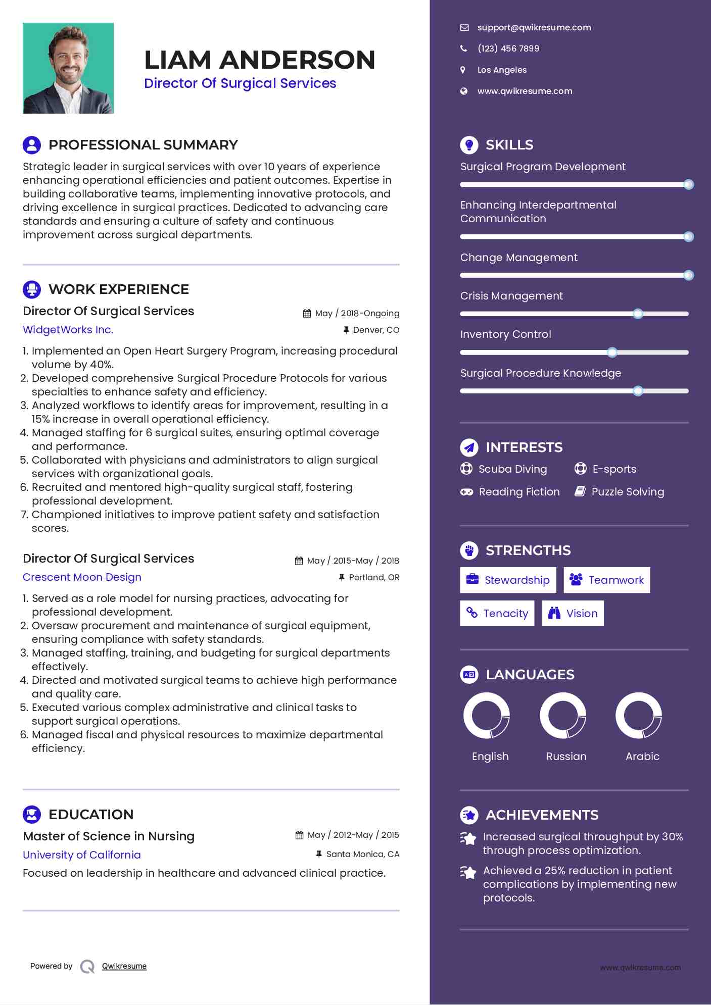 Director Of Surgical Services Resume Format