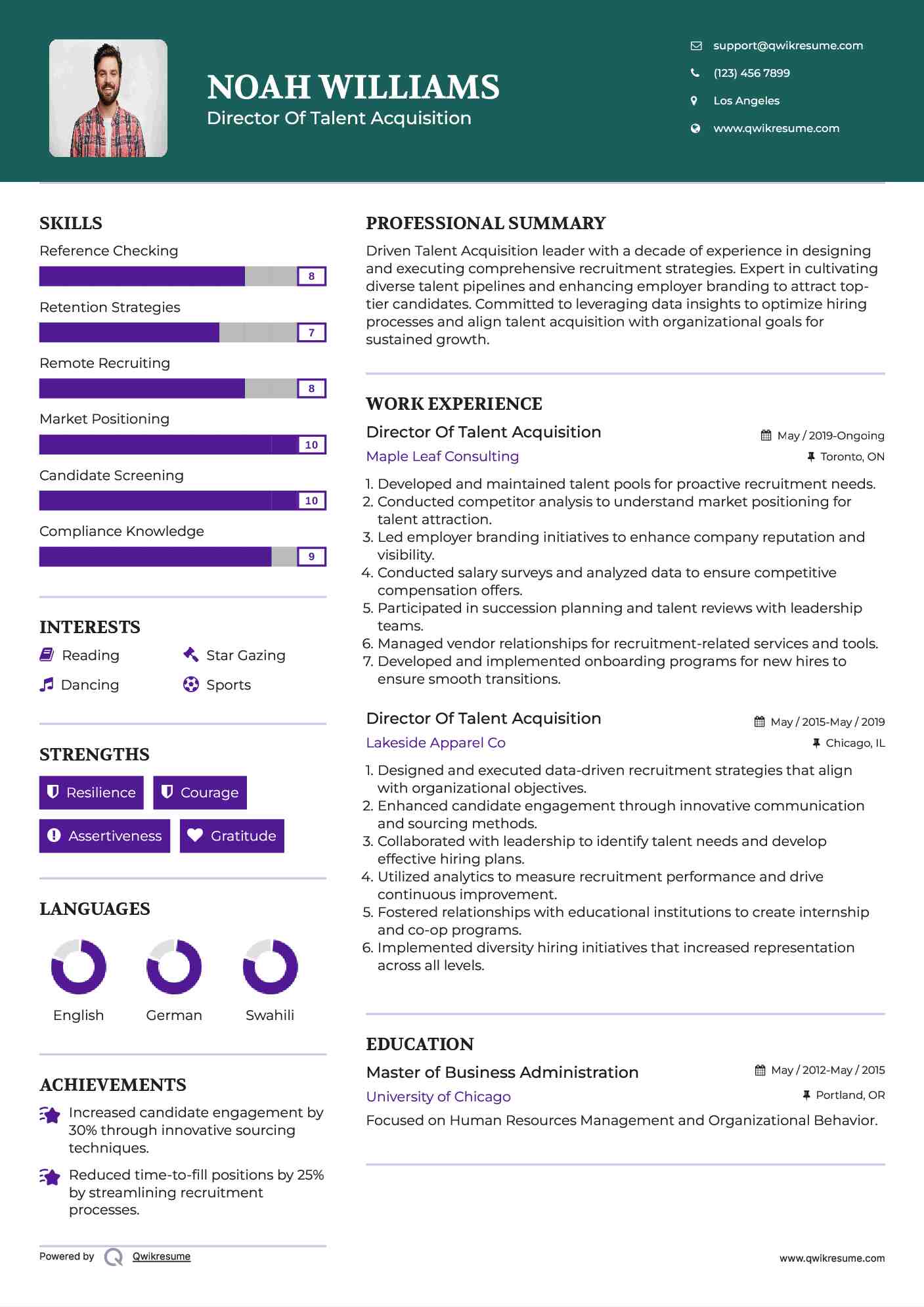 Director Of Talent Acquisition Resume Format