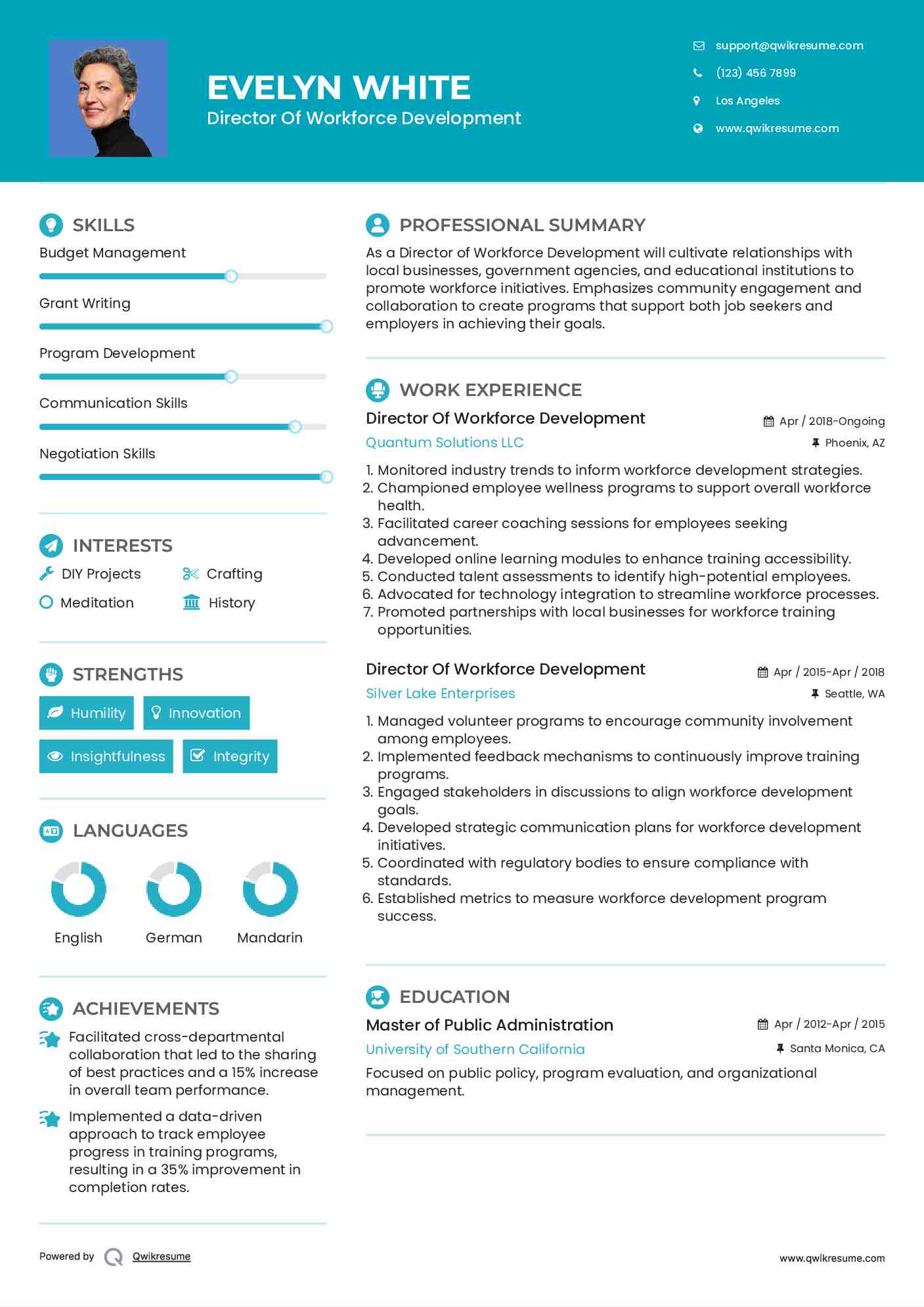 Director Of Workforce Development Resume Template