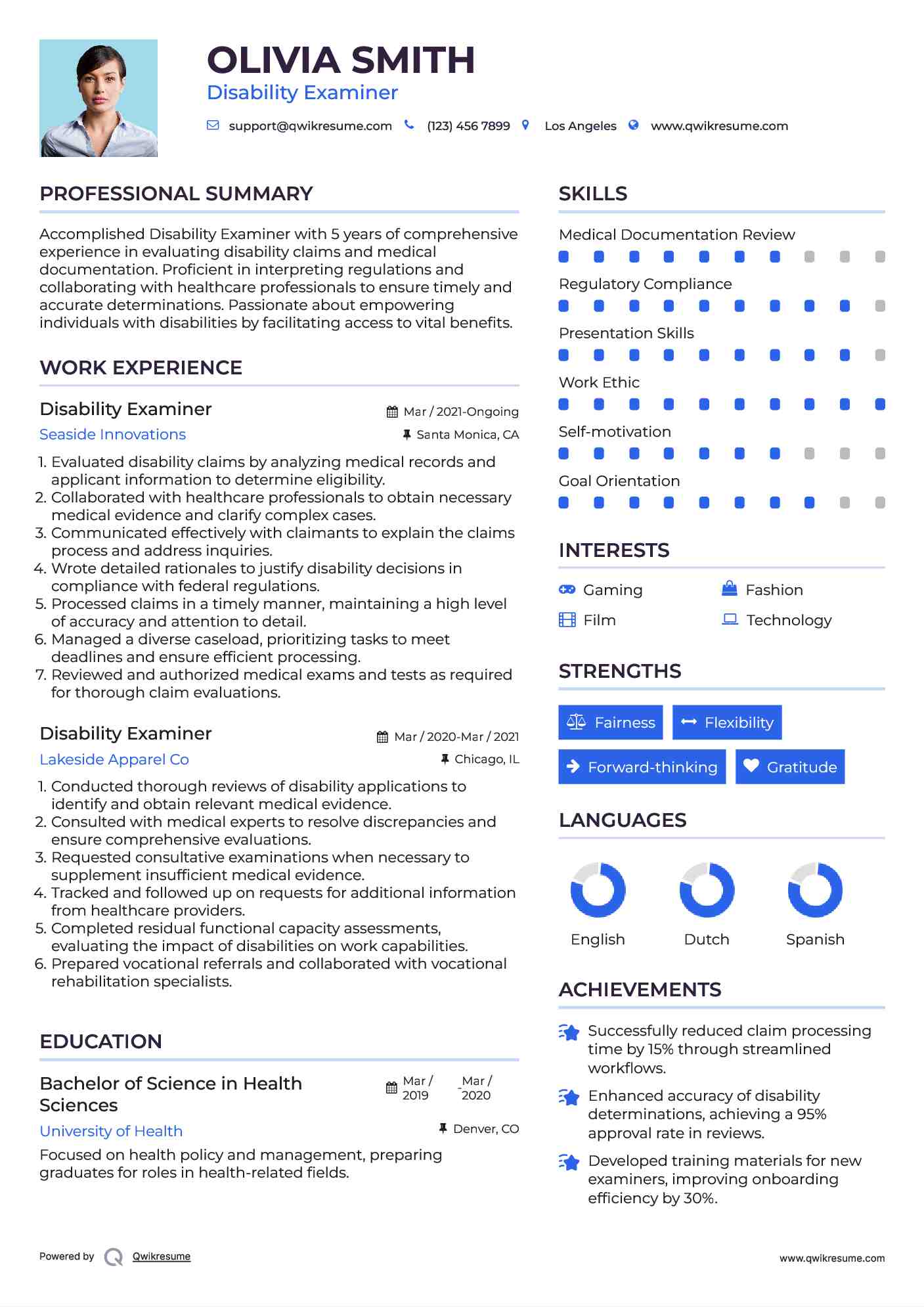 Disability Examiner Resume Template