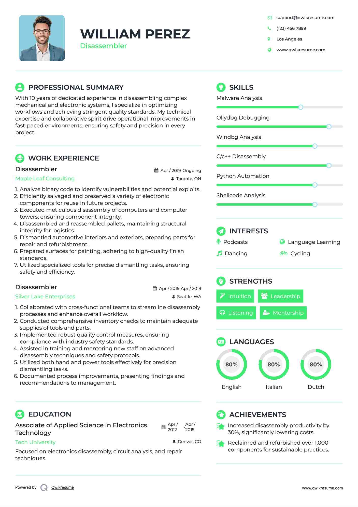Disassembler Resume Format