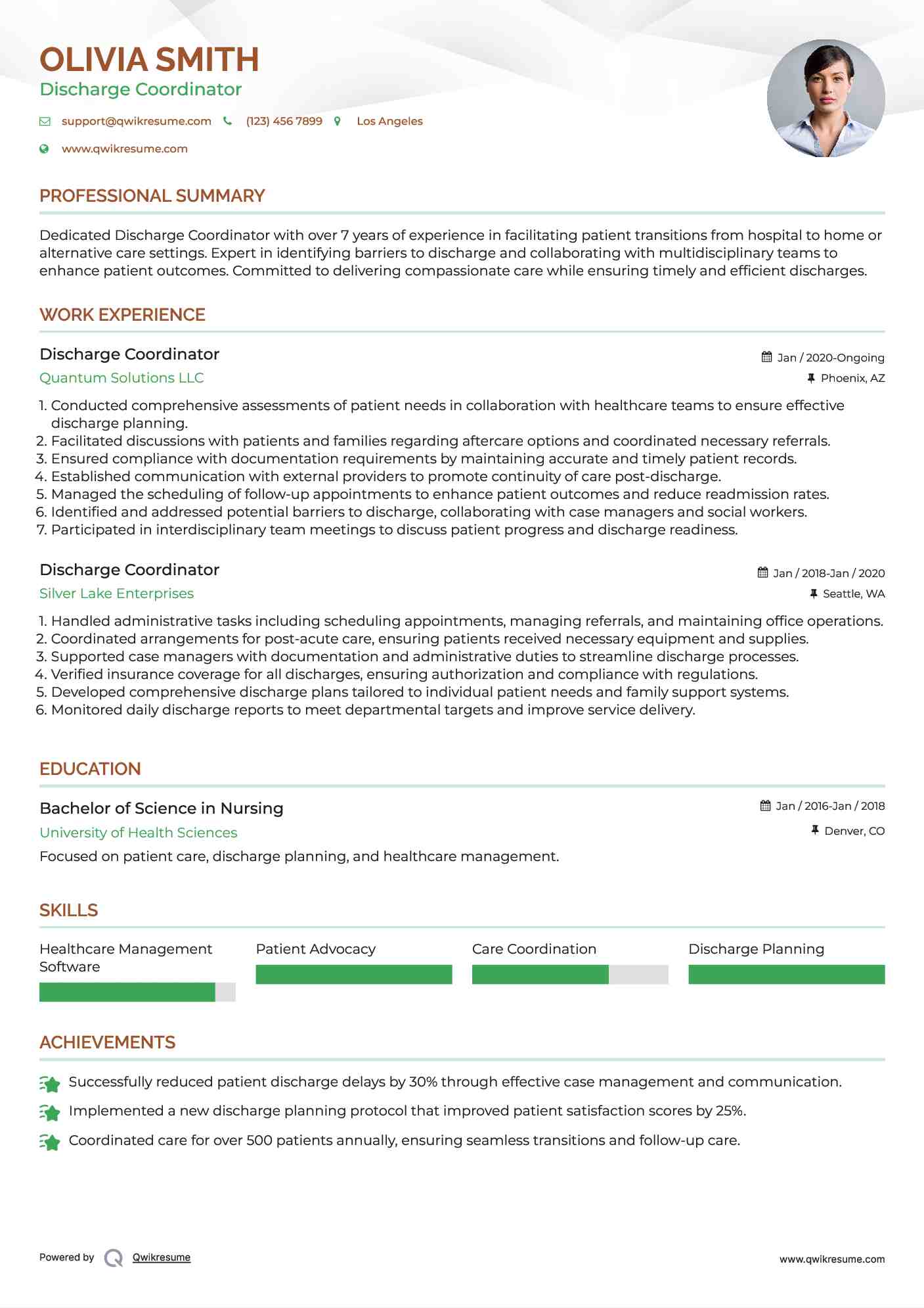 Discharge Coordinator Resume Samples QwikResume
