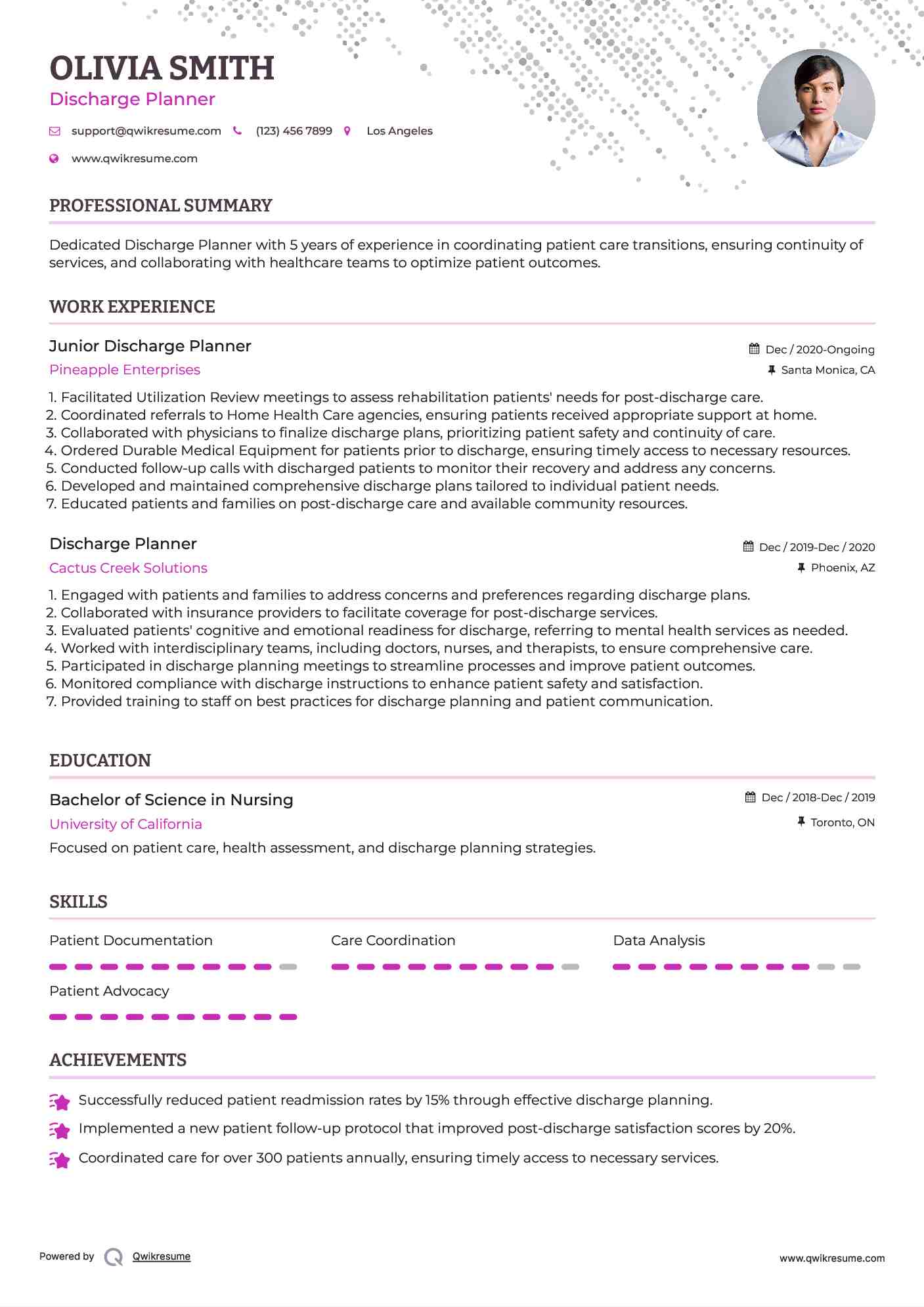 Junior Discharge Planner Resume Template