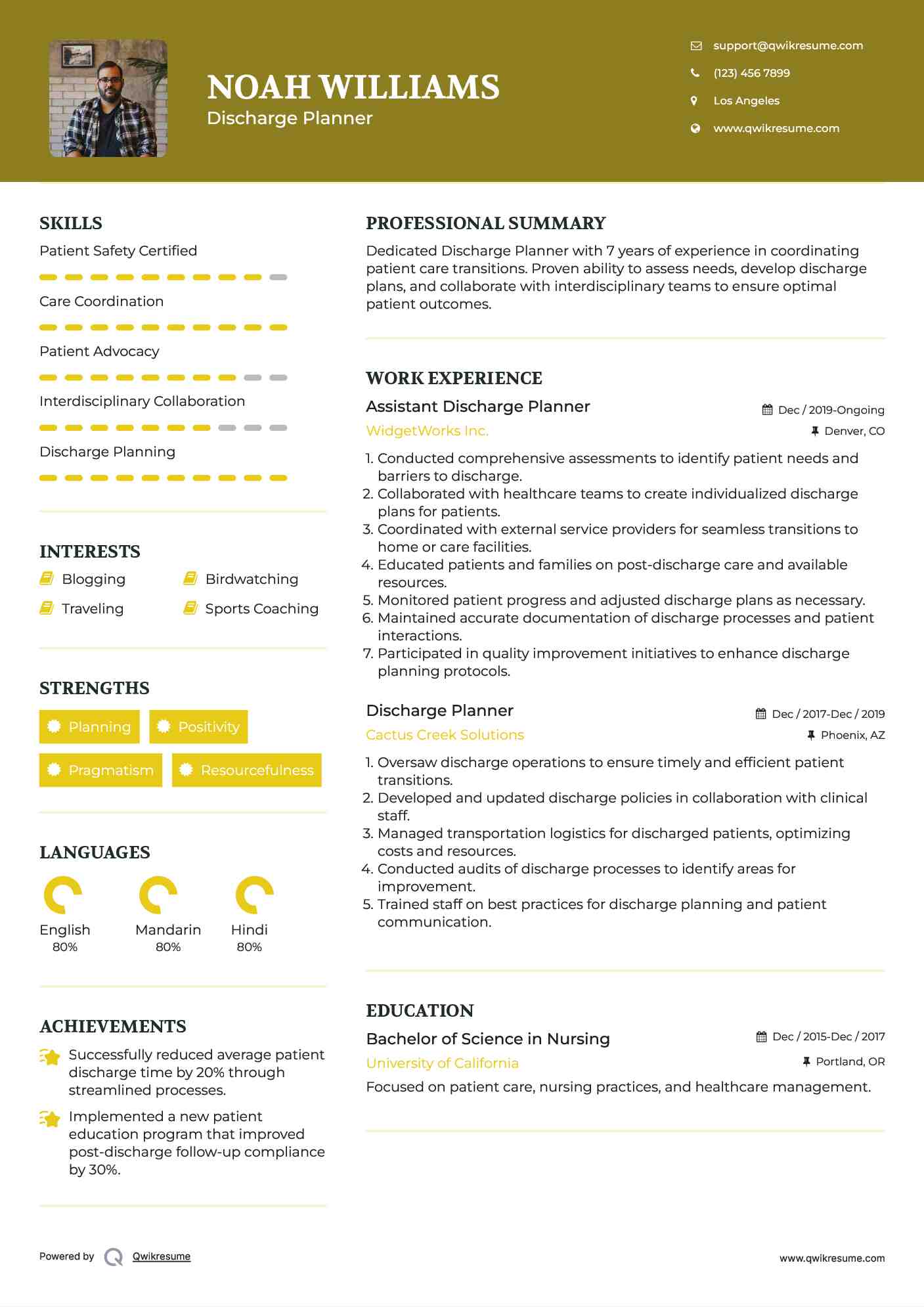 Assistant Discharge Planner Resume Format