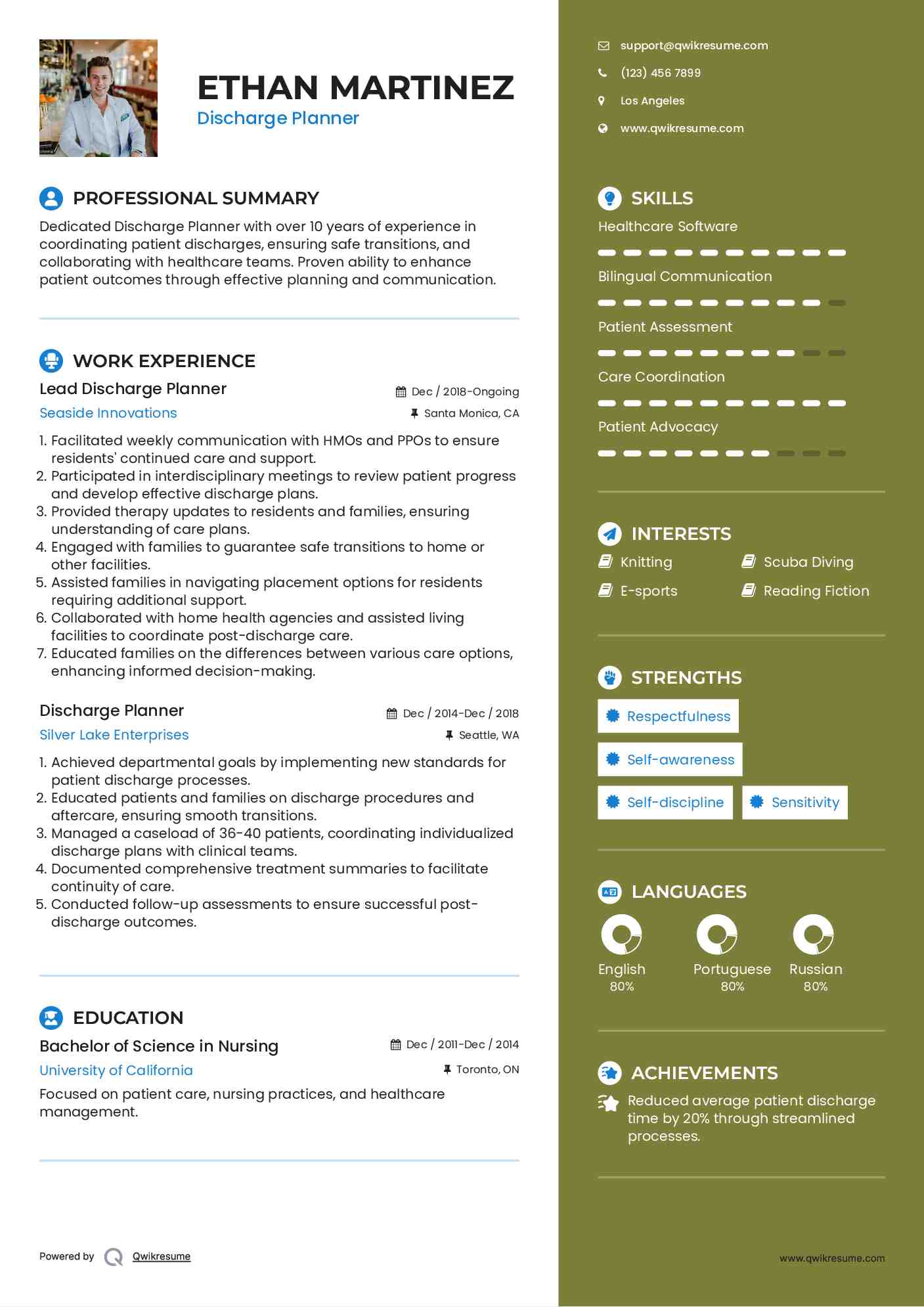 Lead Discharge Planner Resume Sample