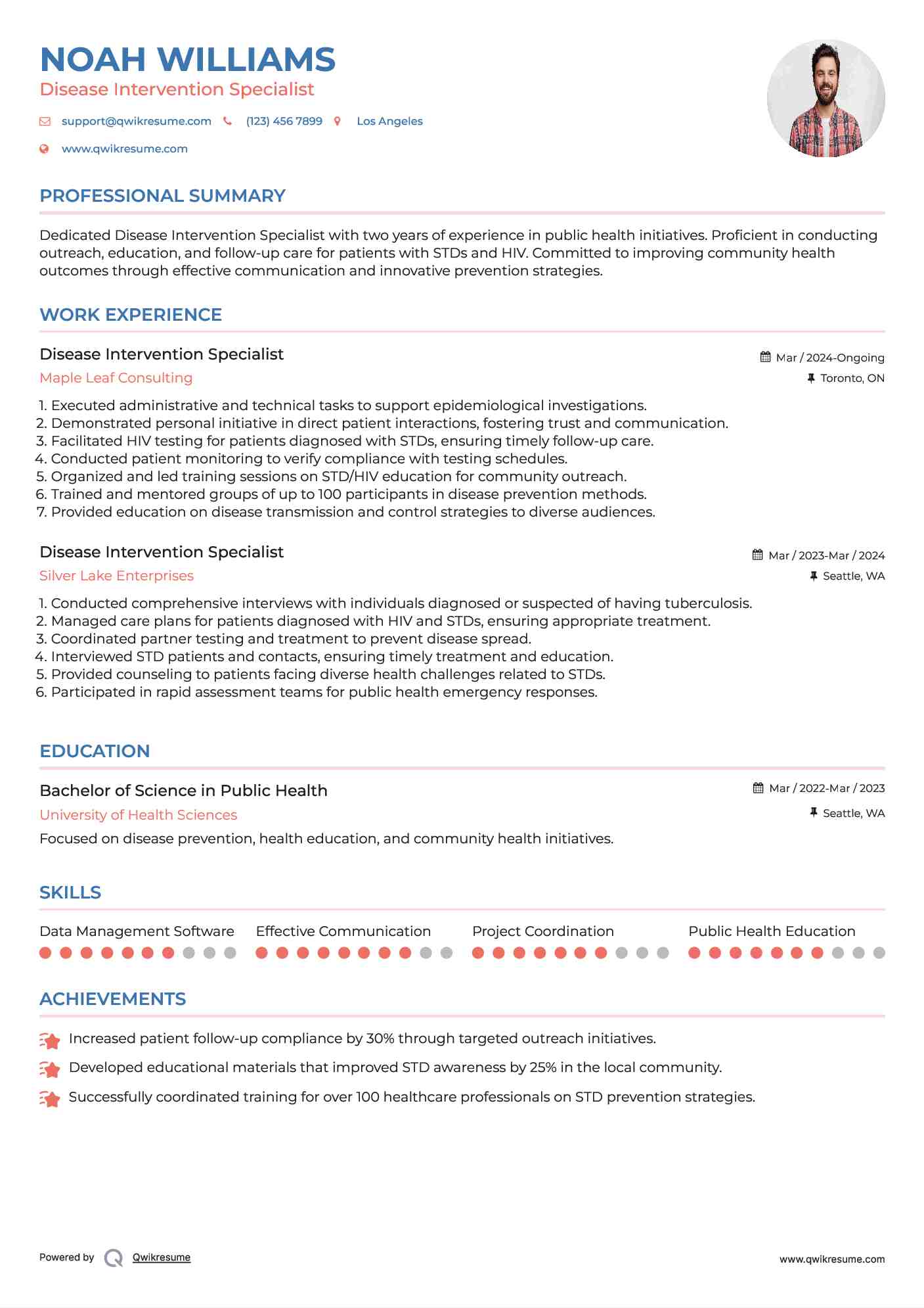 Disease Intervention Specialist Resume Template