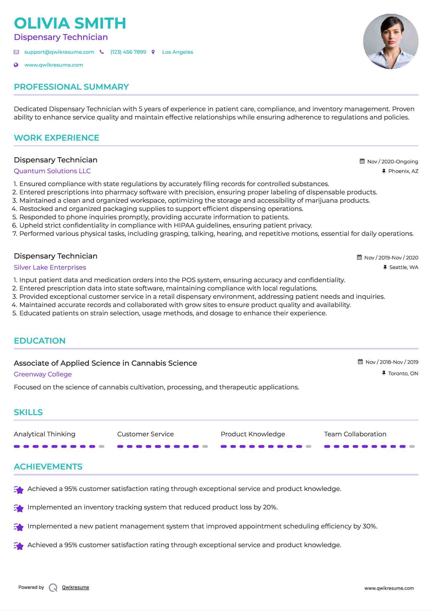 Dispensary Technician Resume Format