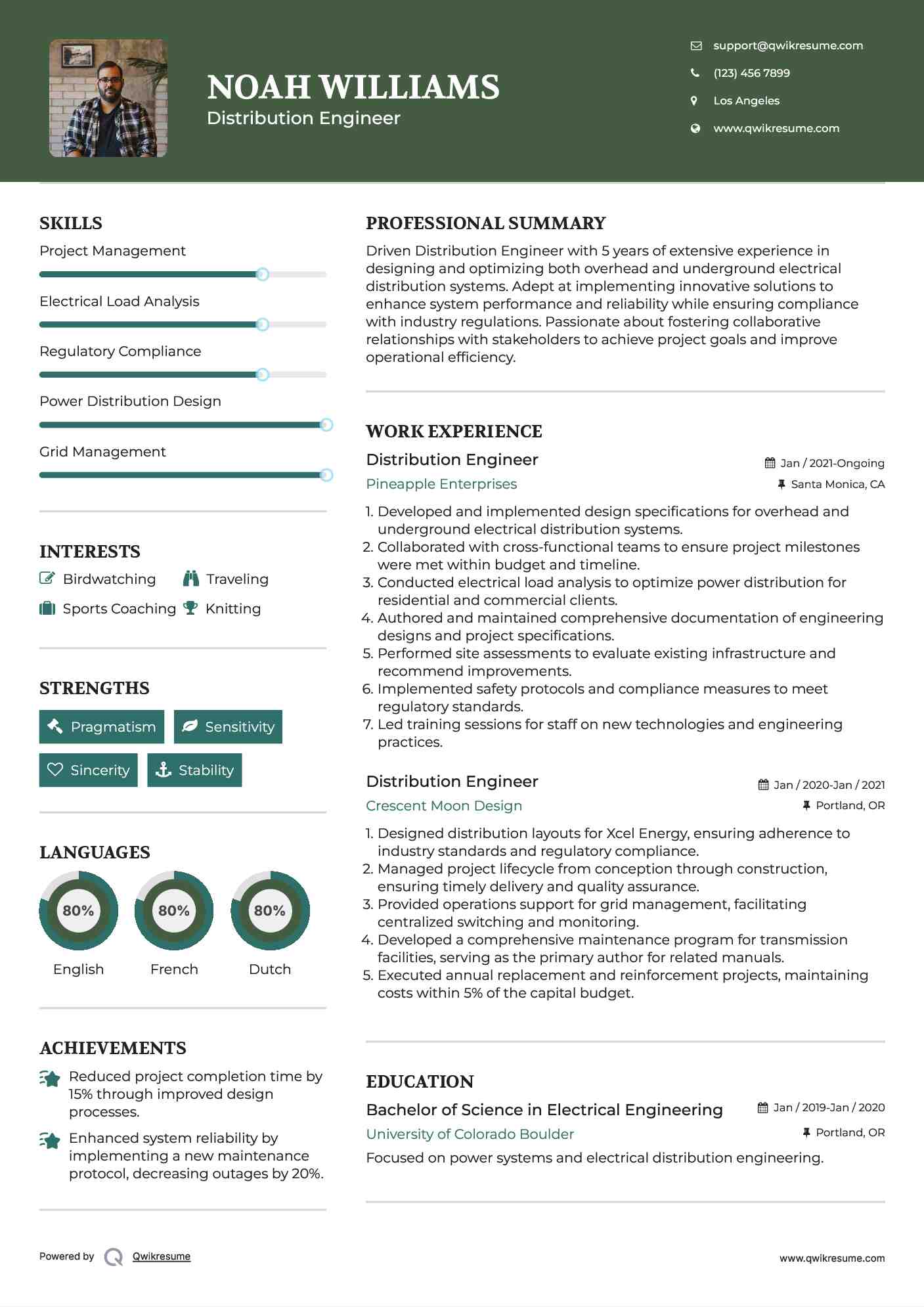 Distribution Engineer Resume Template