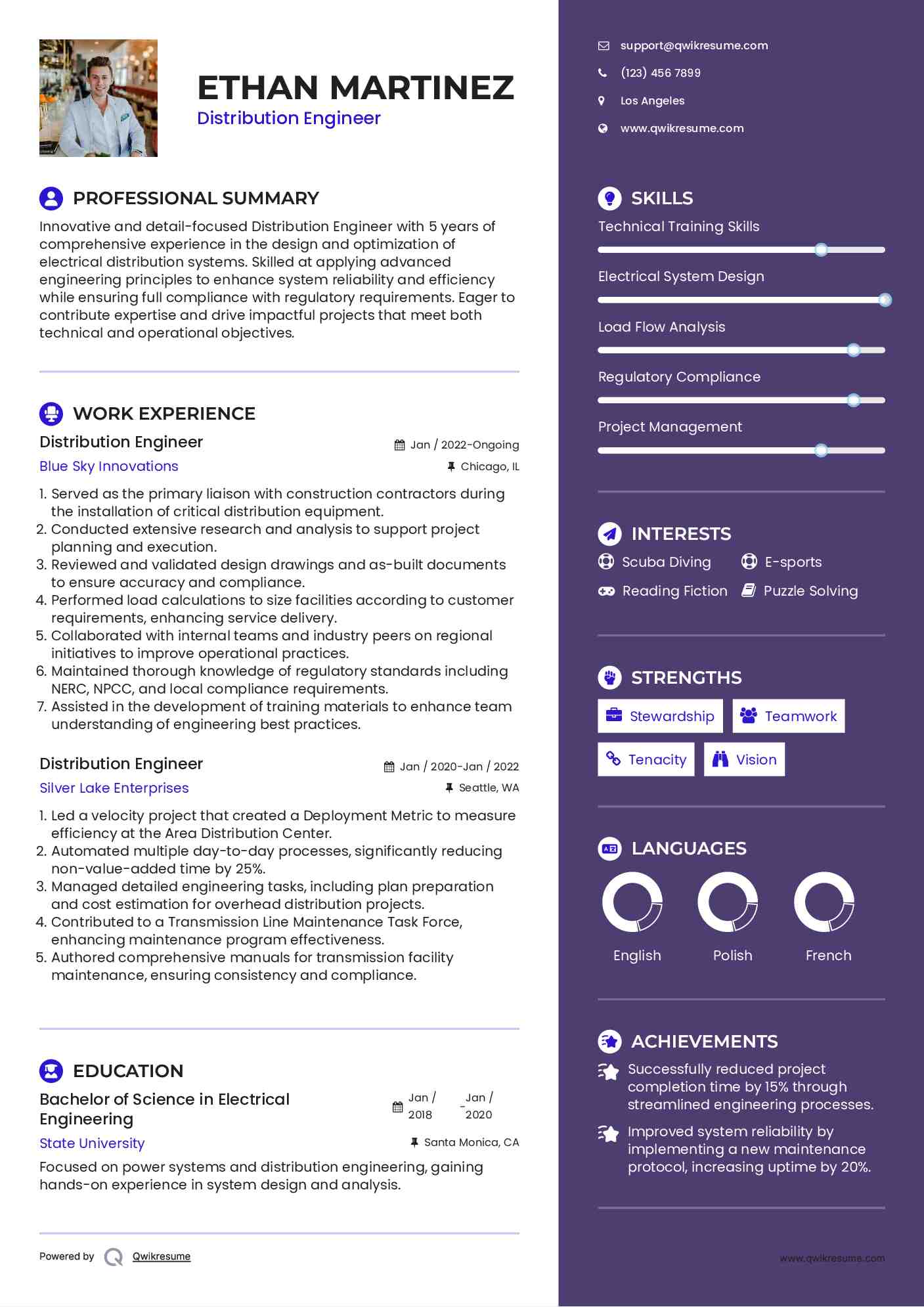 Distribution Engineer Resume Template