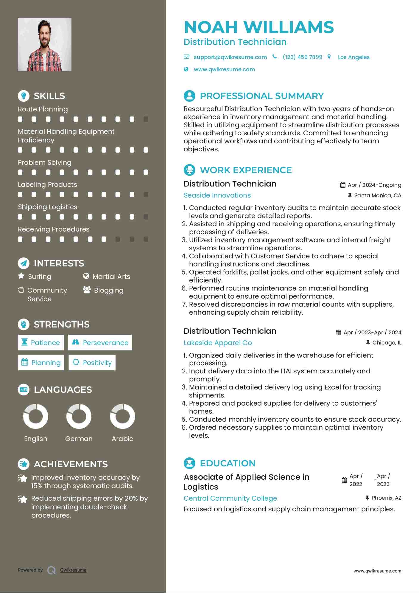 Distribution Technician Resume Samples QwikResume
