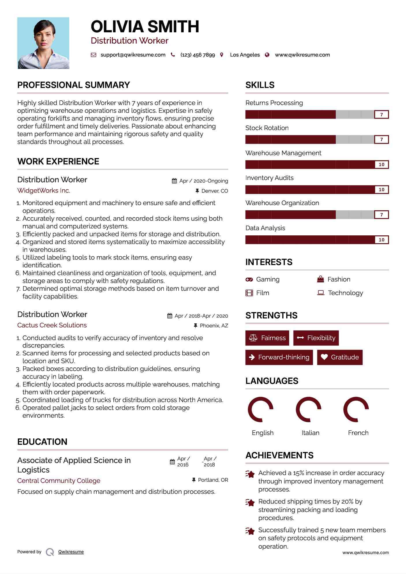 Distribution Worker Resume Format