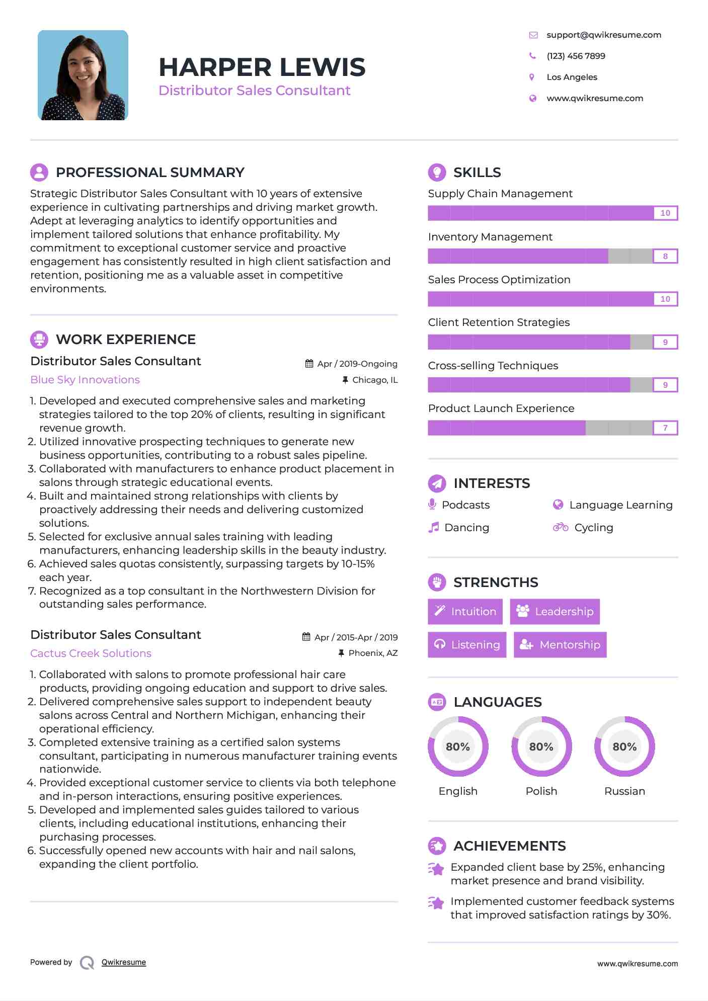Distributor Sales Consultant Resume Samples QwikResume