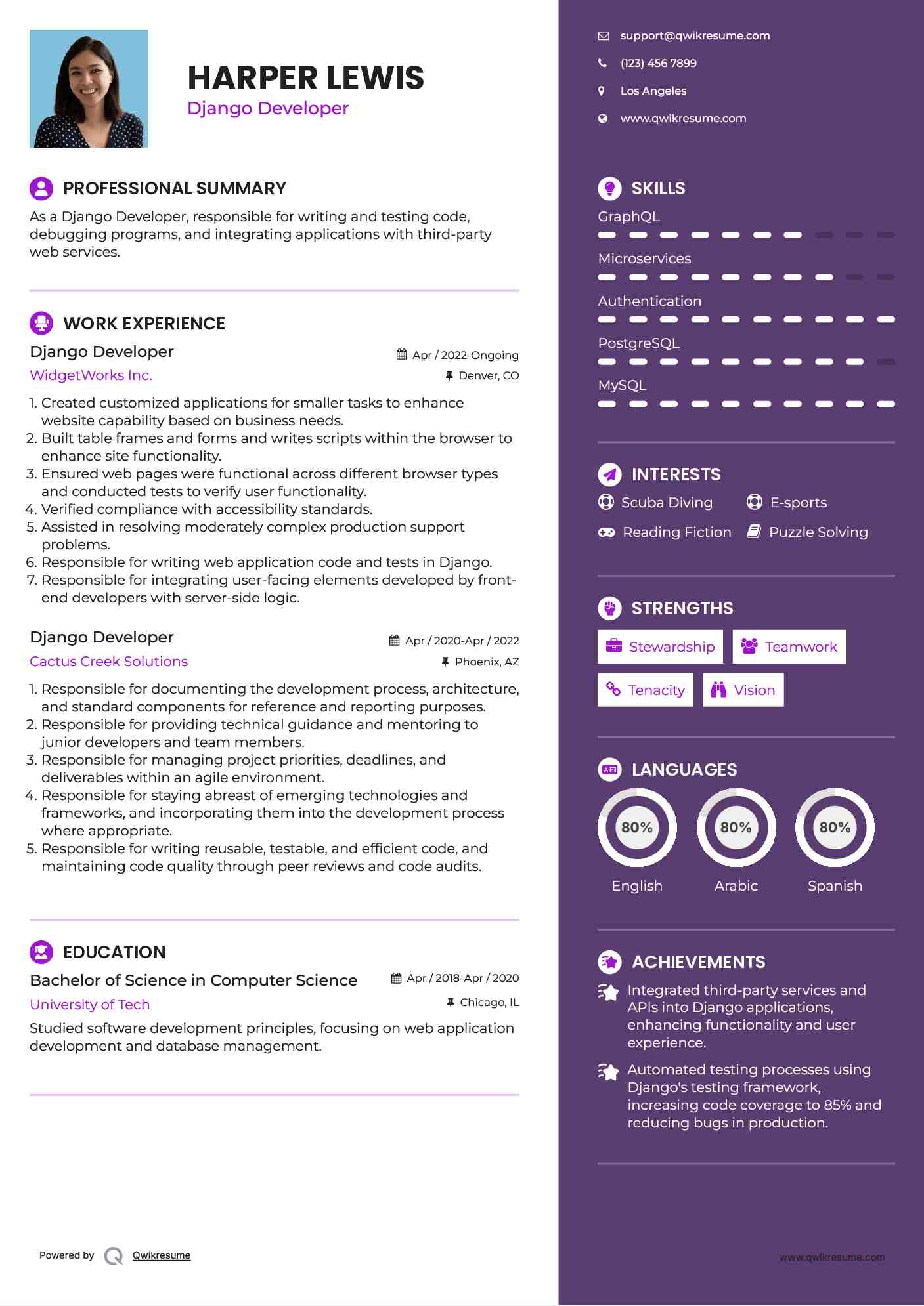 Django Developer Resume Example
