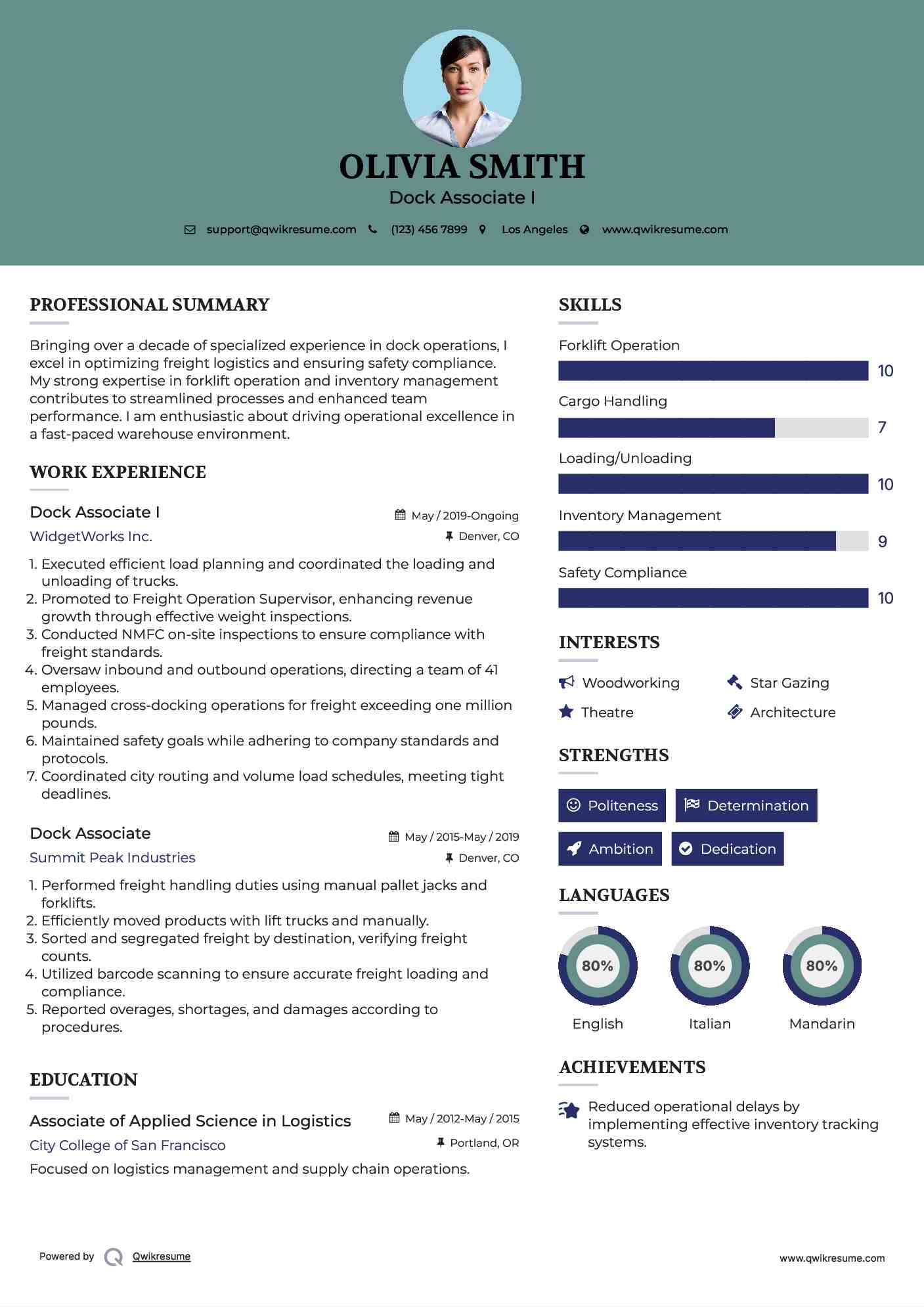Dock Associate I Resume Format