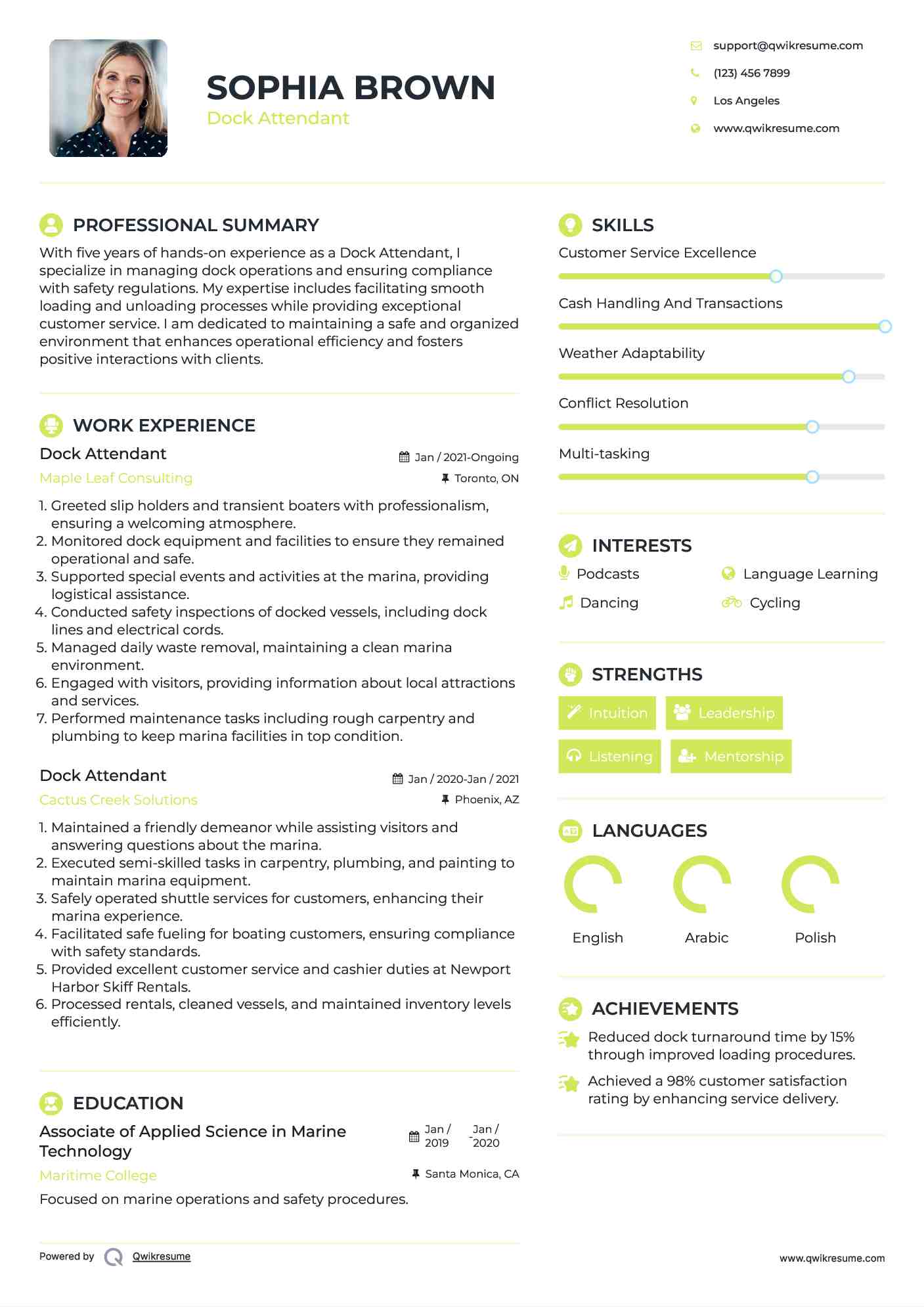 Dock Attendant Resume Samples QwikResume