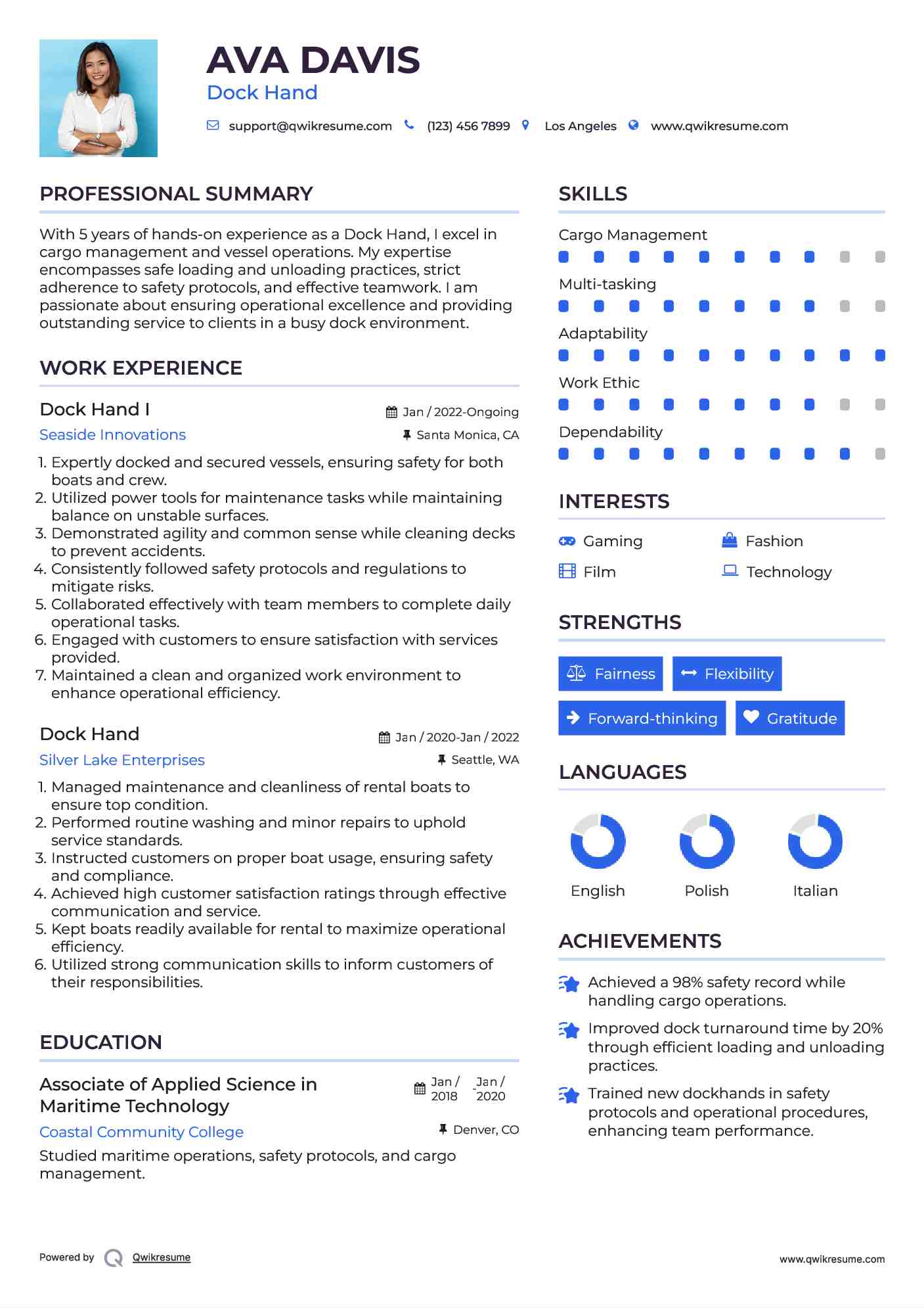 Dock Hand I Resume Template