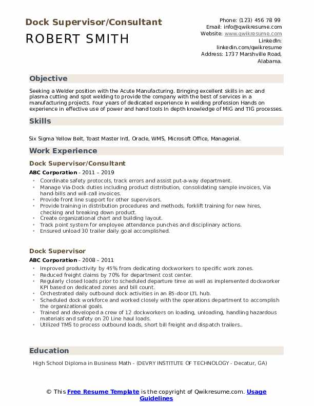 Dock building resume