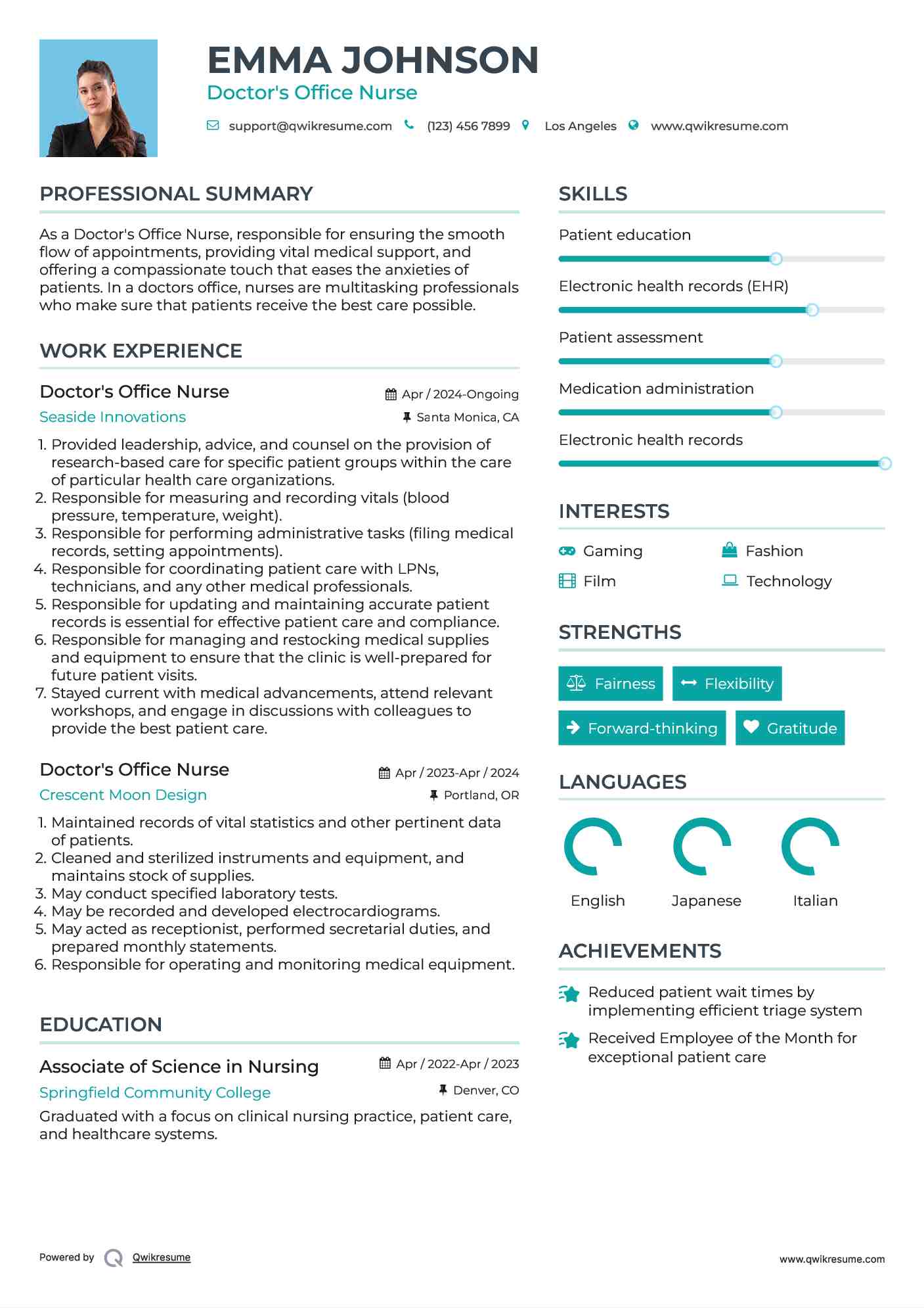 Doctor's Office Nurse Resume Template