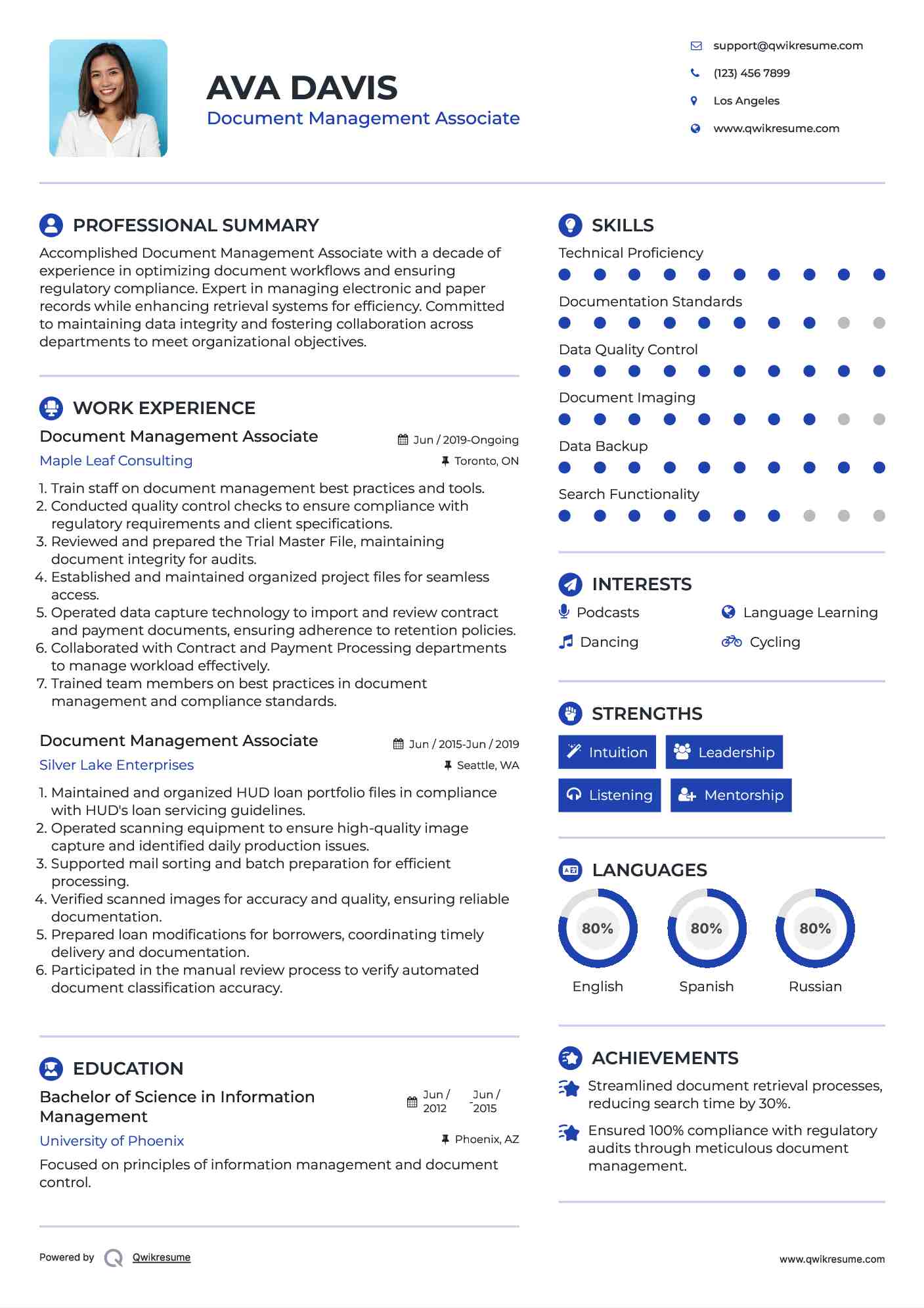 Document Management Associate Resume Model