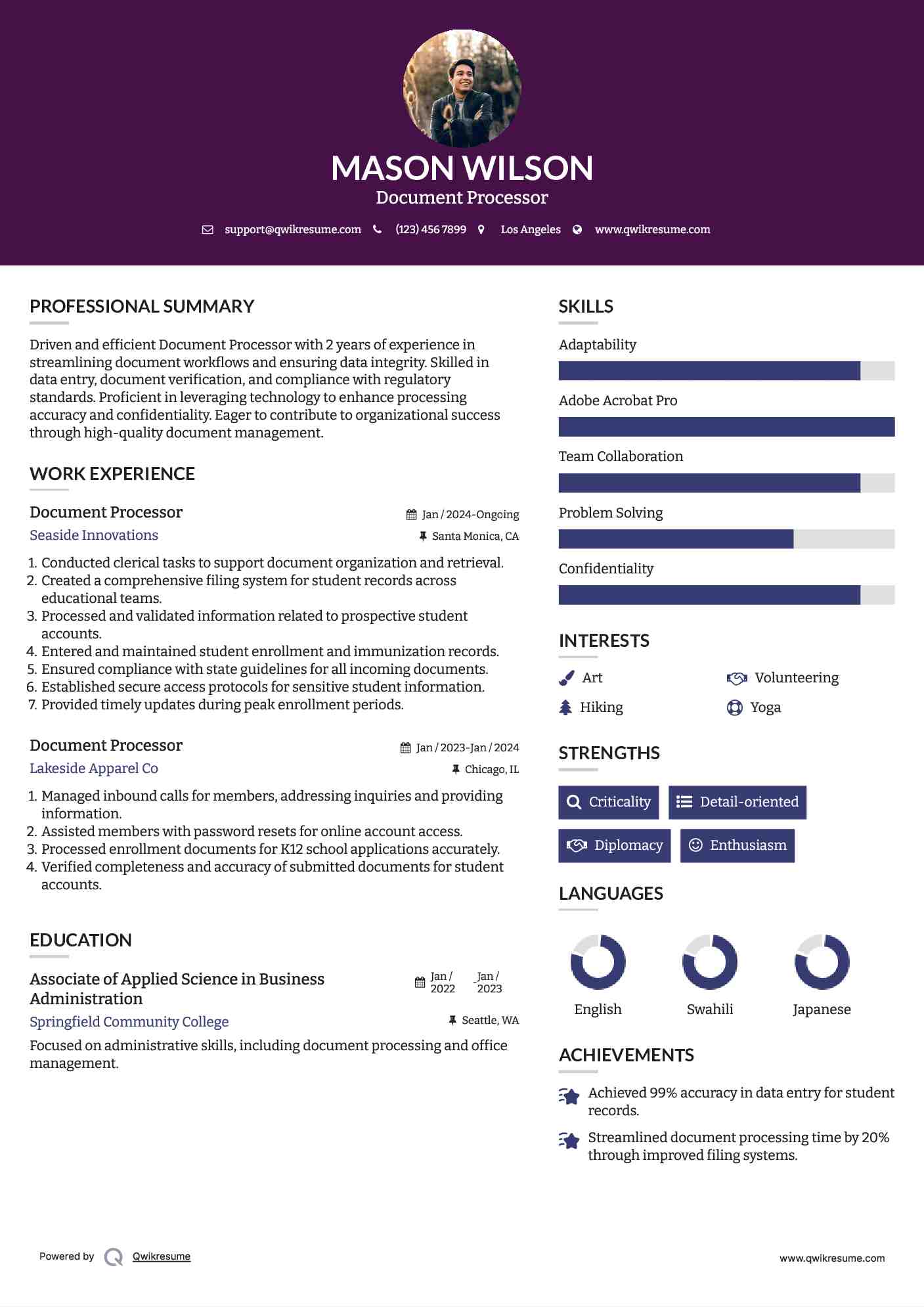 Document Processor Resume Model