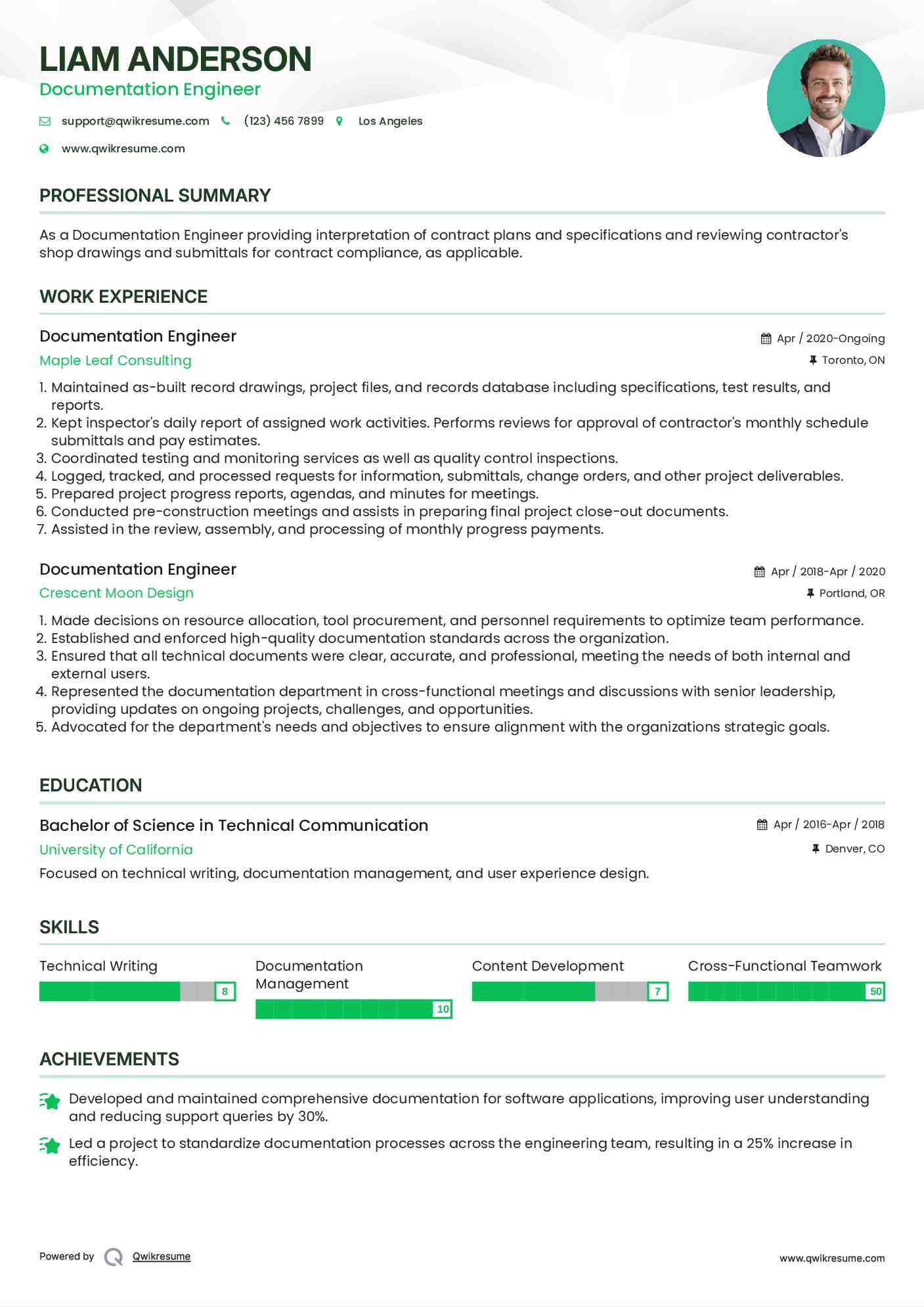 Documentation Engineer Resume Template