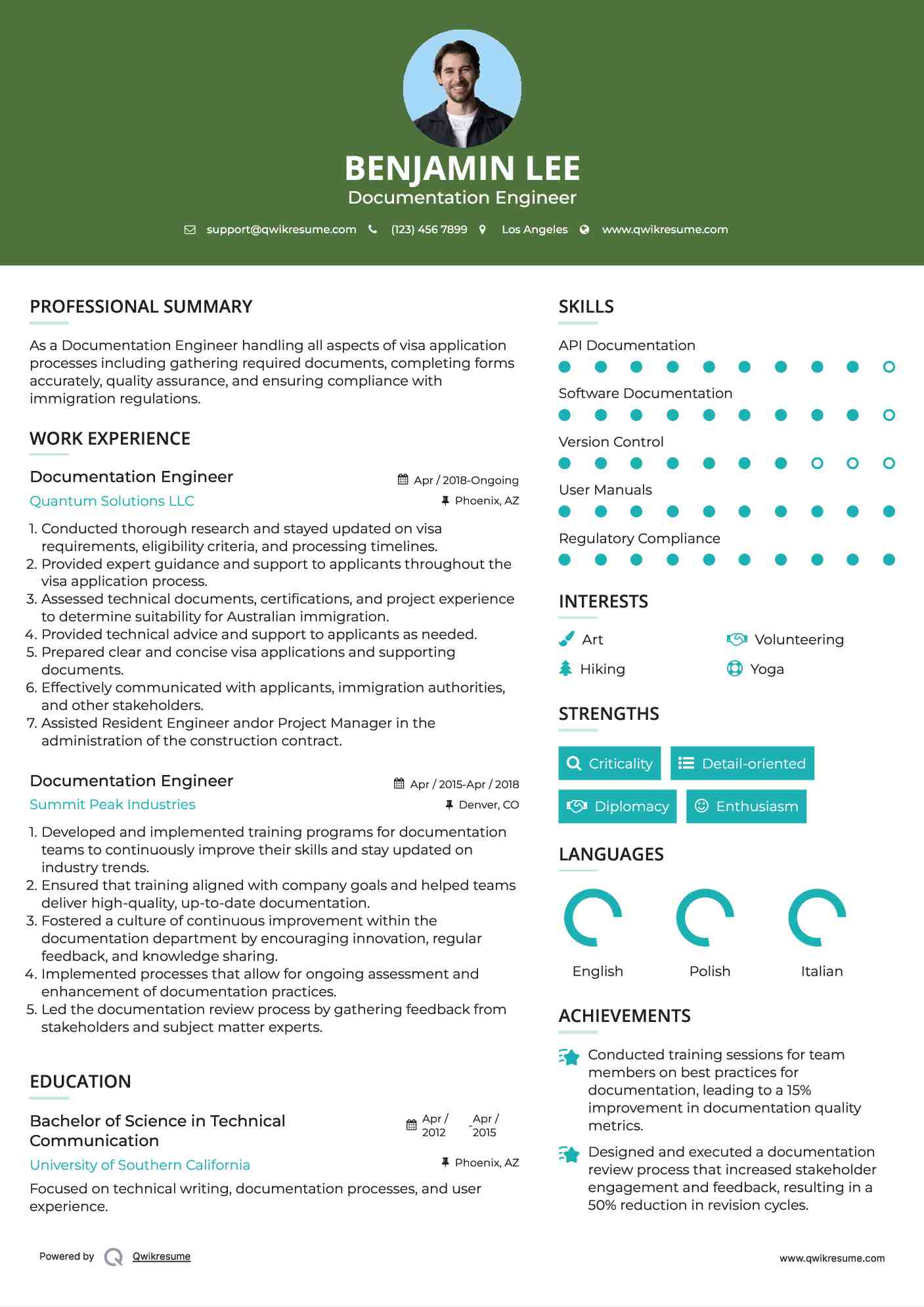 Documentation Engineer Resume Format