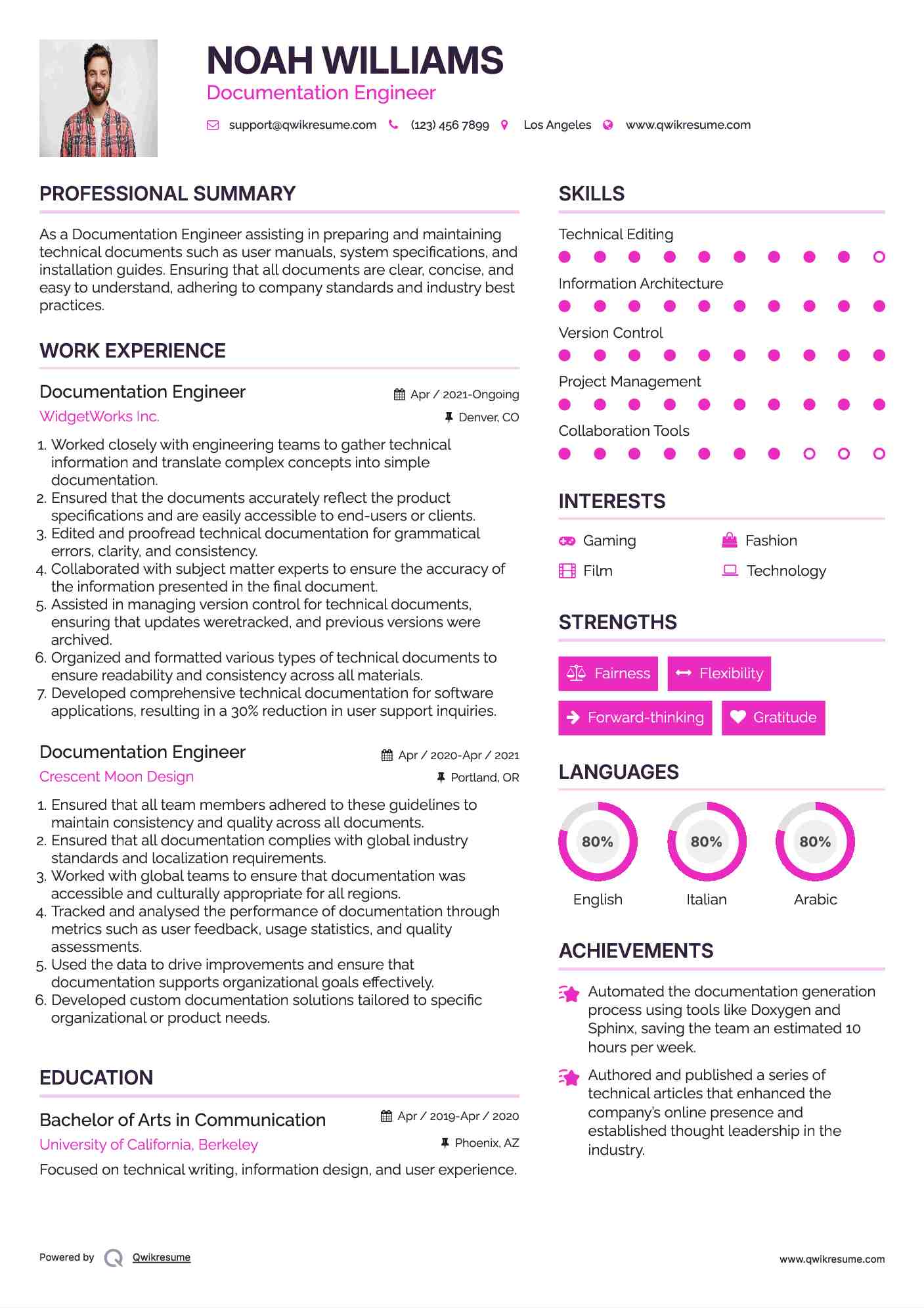 Documentation Engineer Resume Format