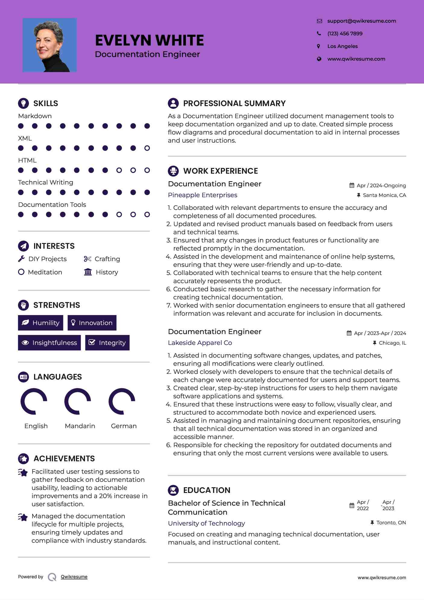 Documentation Engineer Resume Model