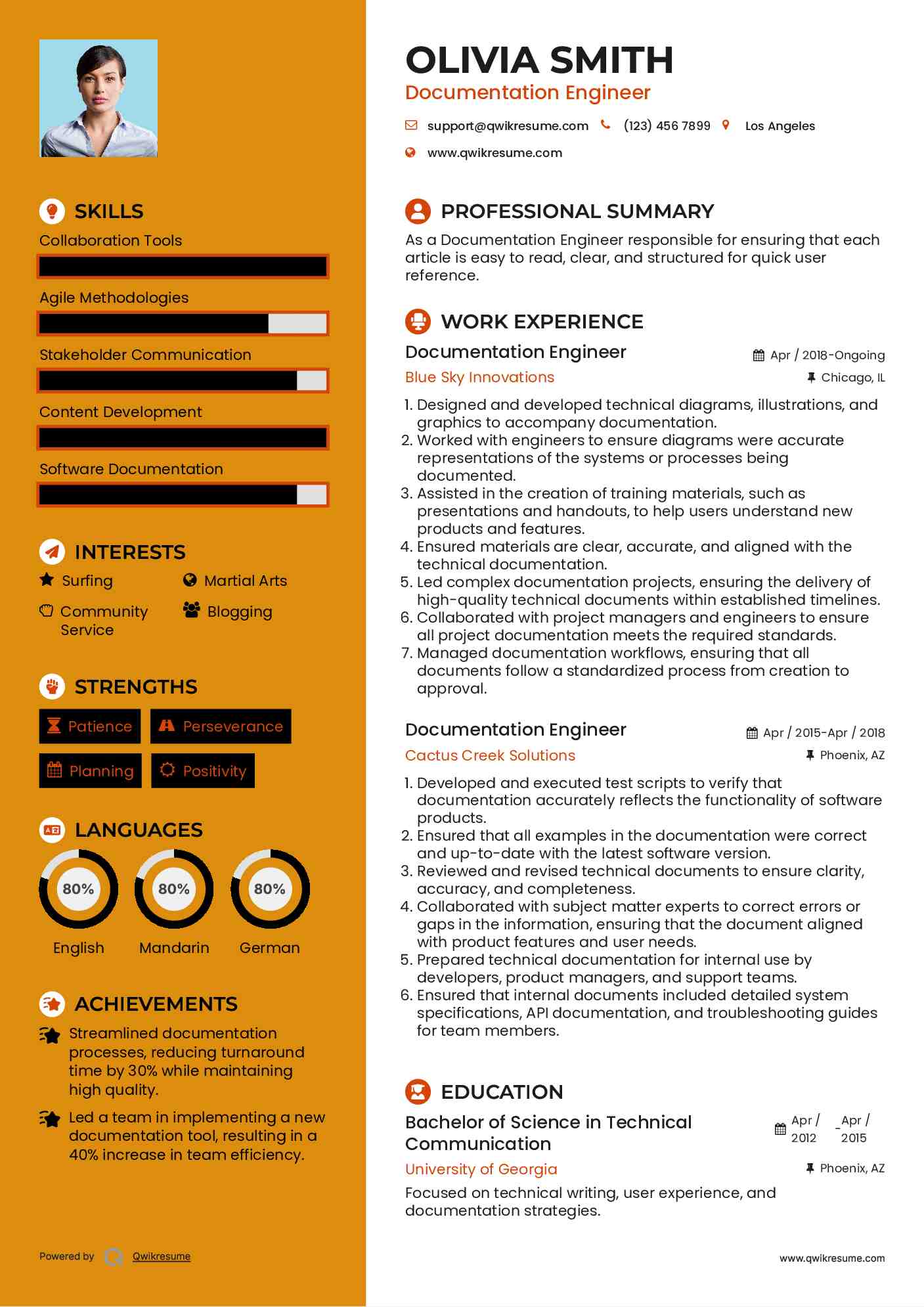 Documentation Engineer Resume Sample