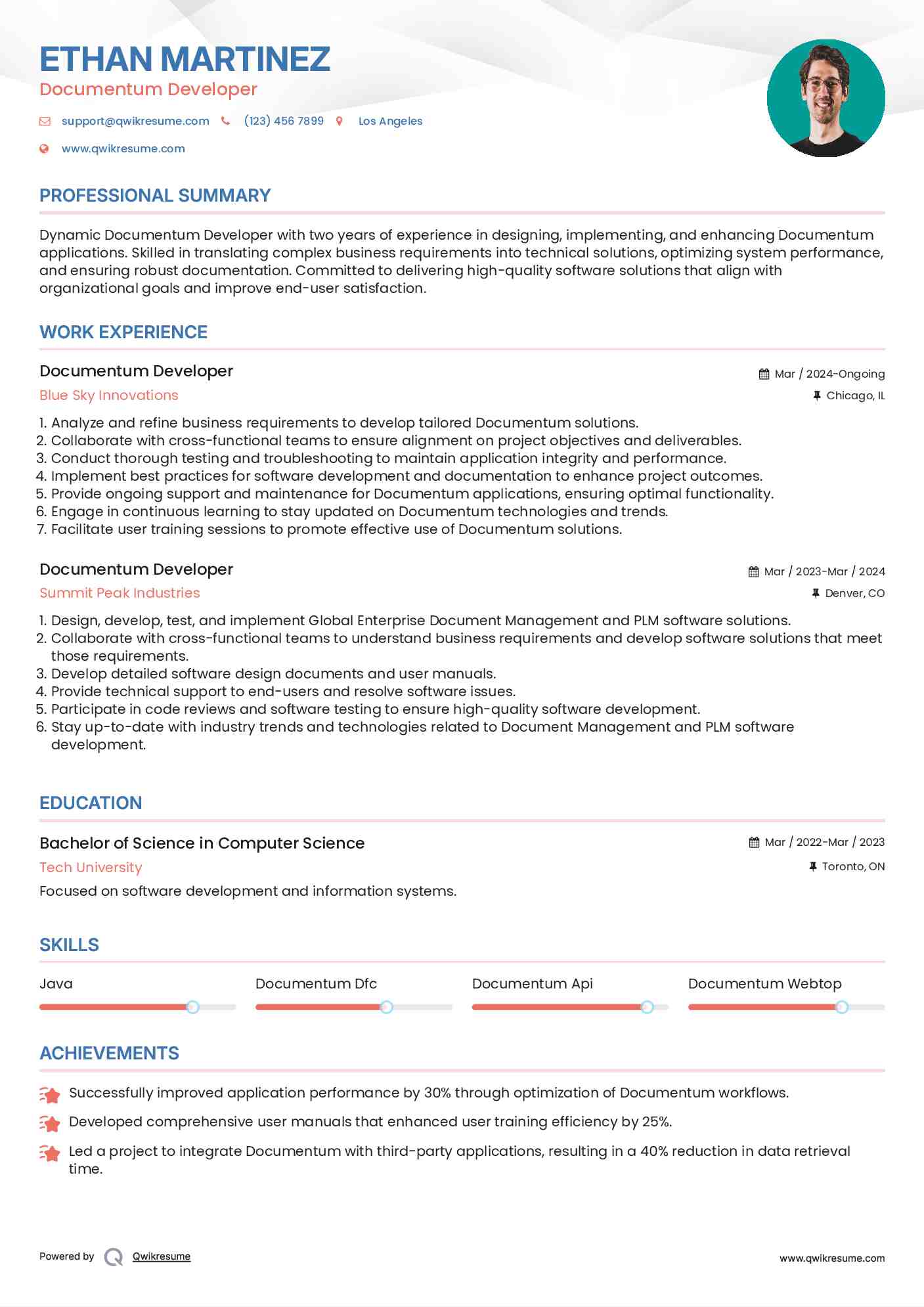 Documentum Developer Resume Format