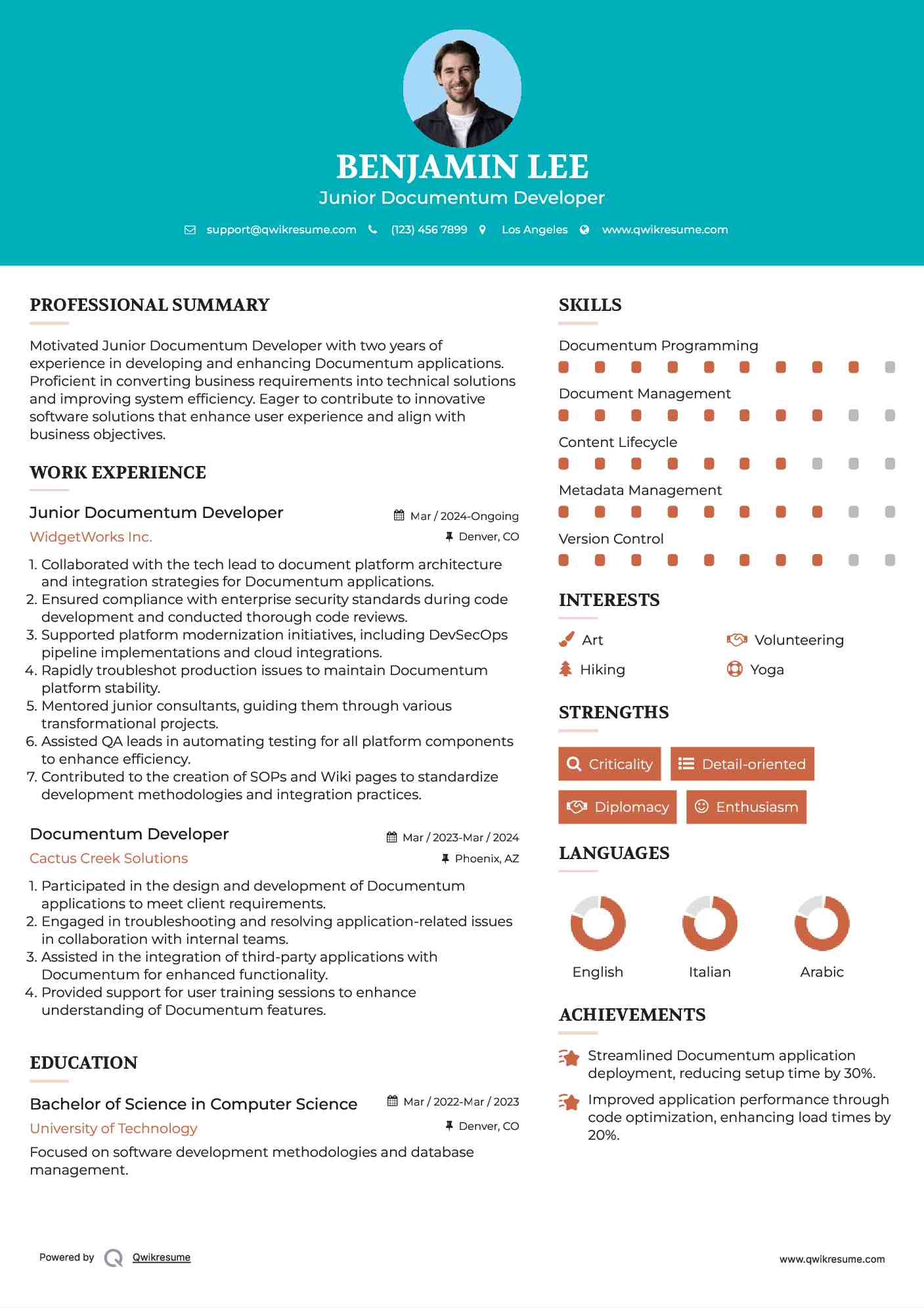 Junior Documentum Developer Resume Model