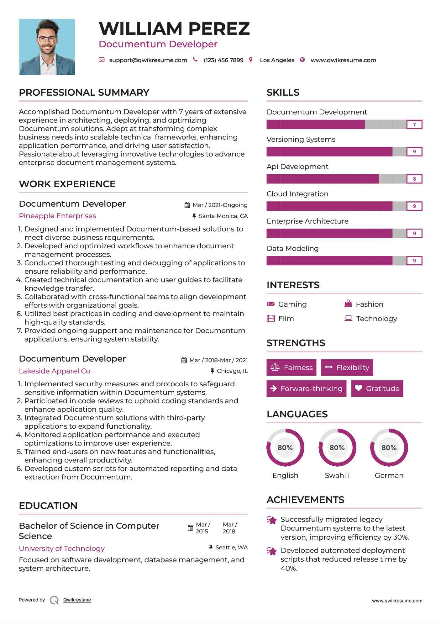 Documentum Developer Resume Template