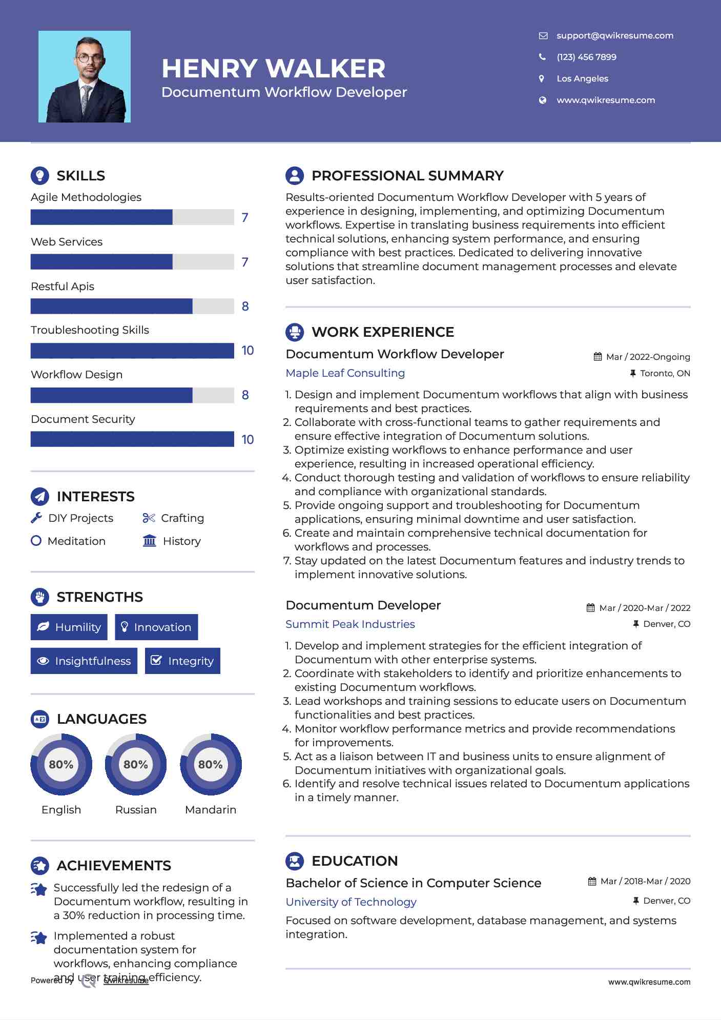 Documentum Workflow Developer
 Resume Format