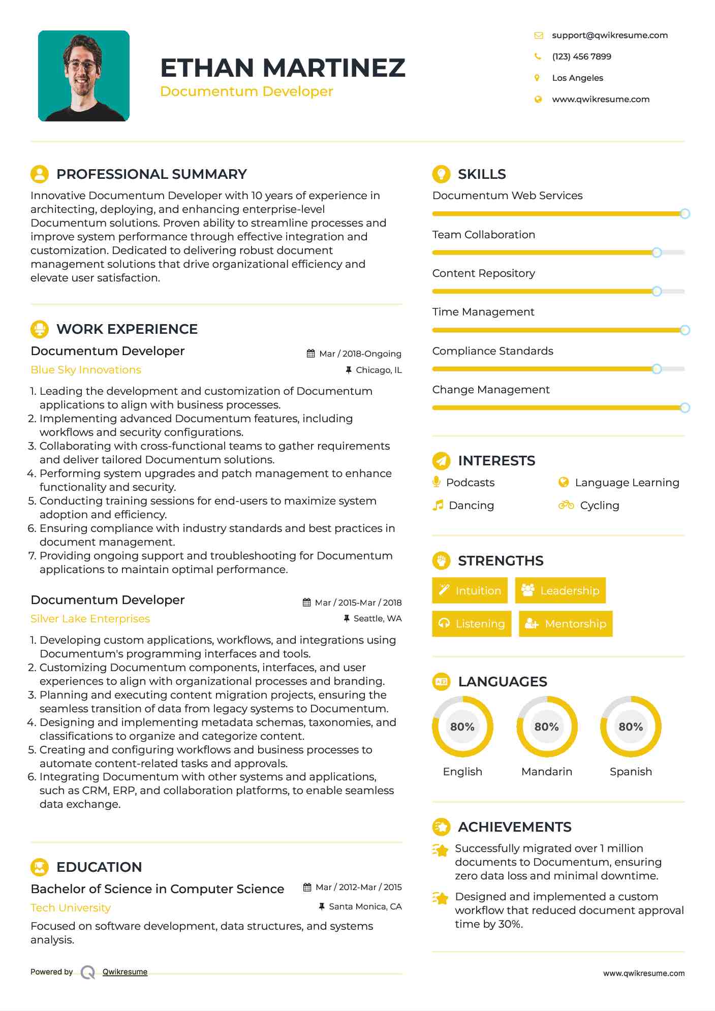 Documentum Developer Resume Sample