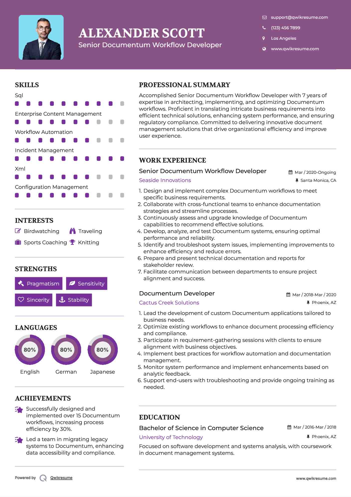 Senior Documentum Workflow Developer
 Resume Format