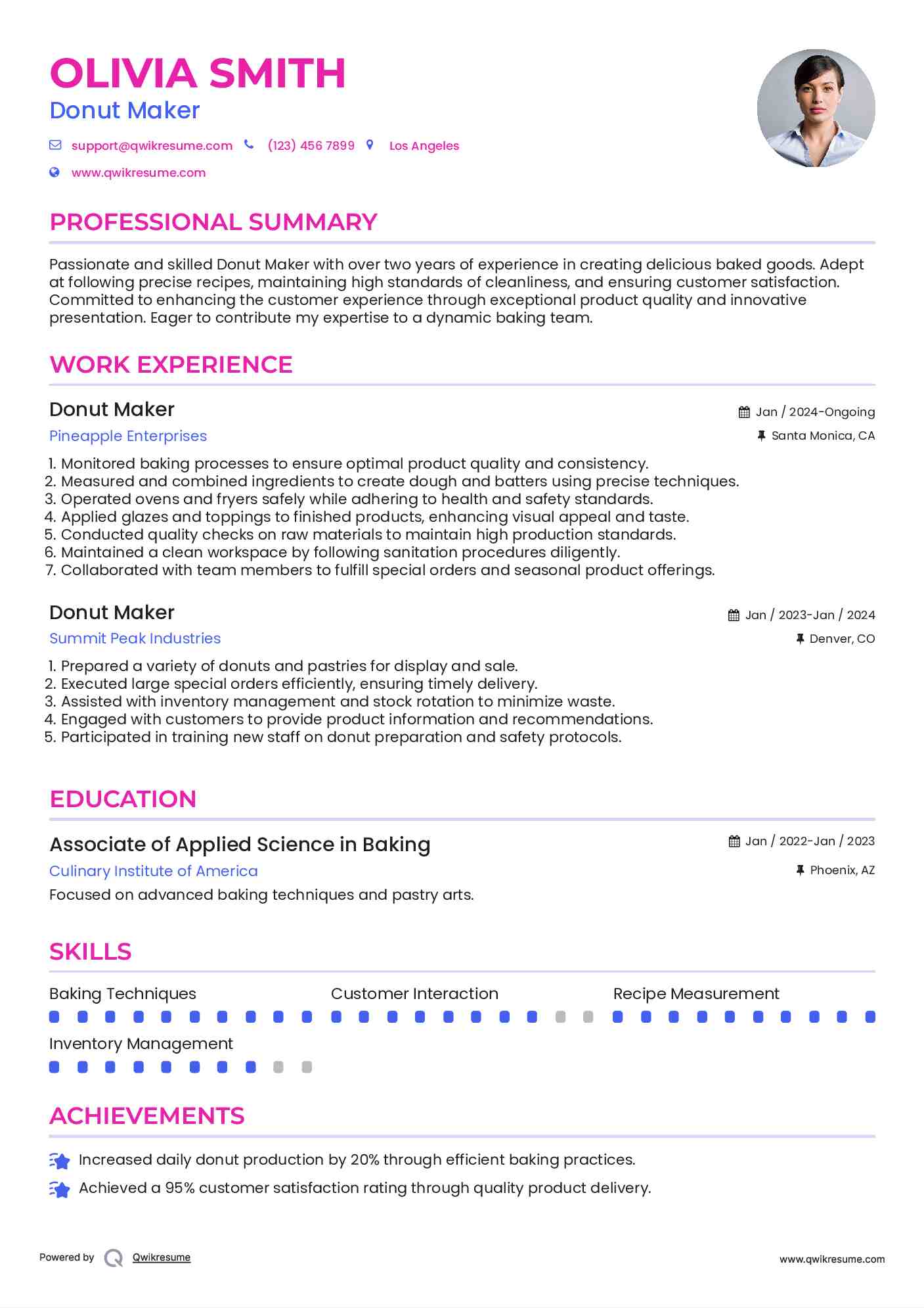 Donut Maker Resume Template