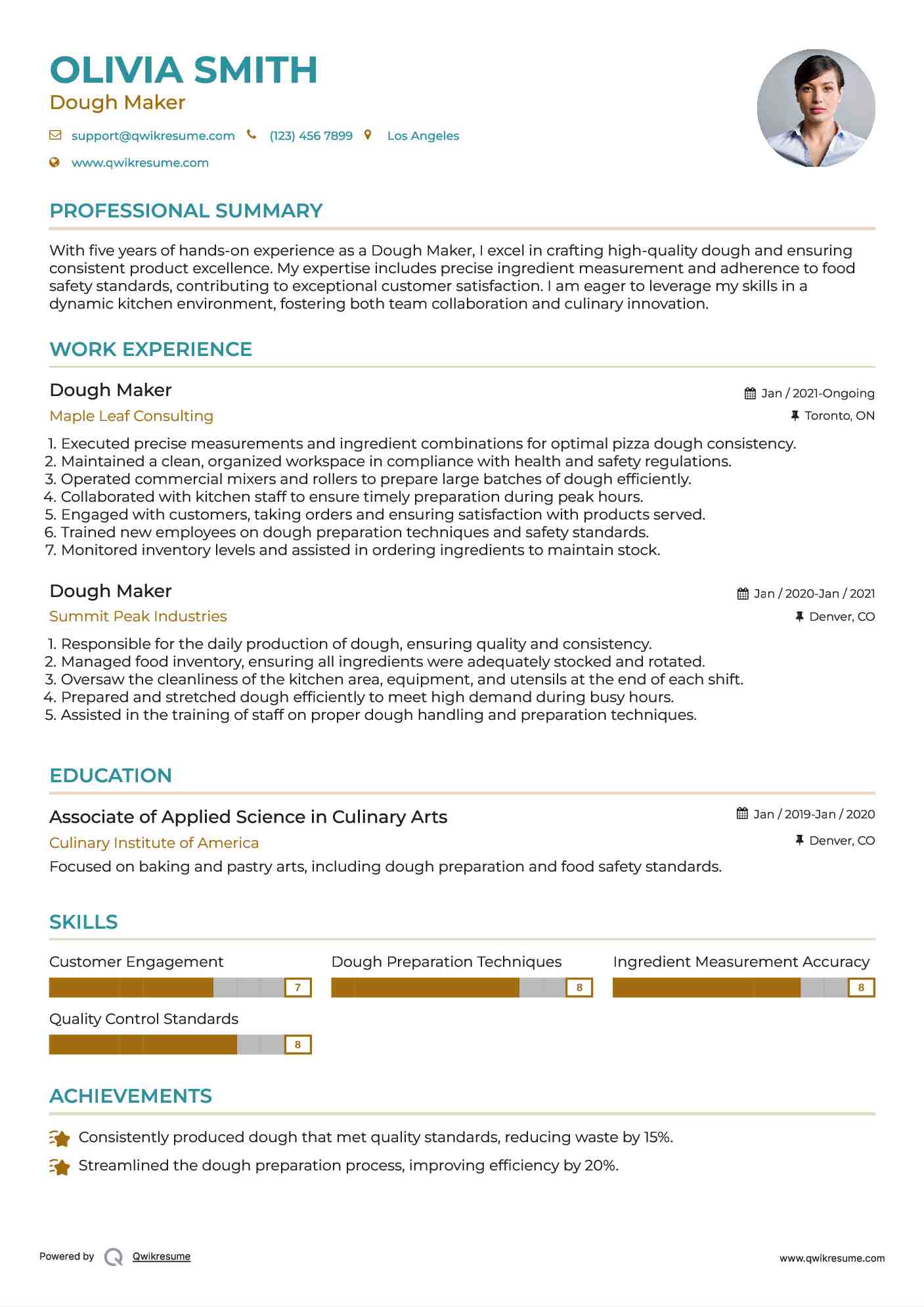 Dough Maker Resume Template