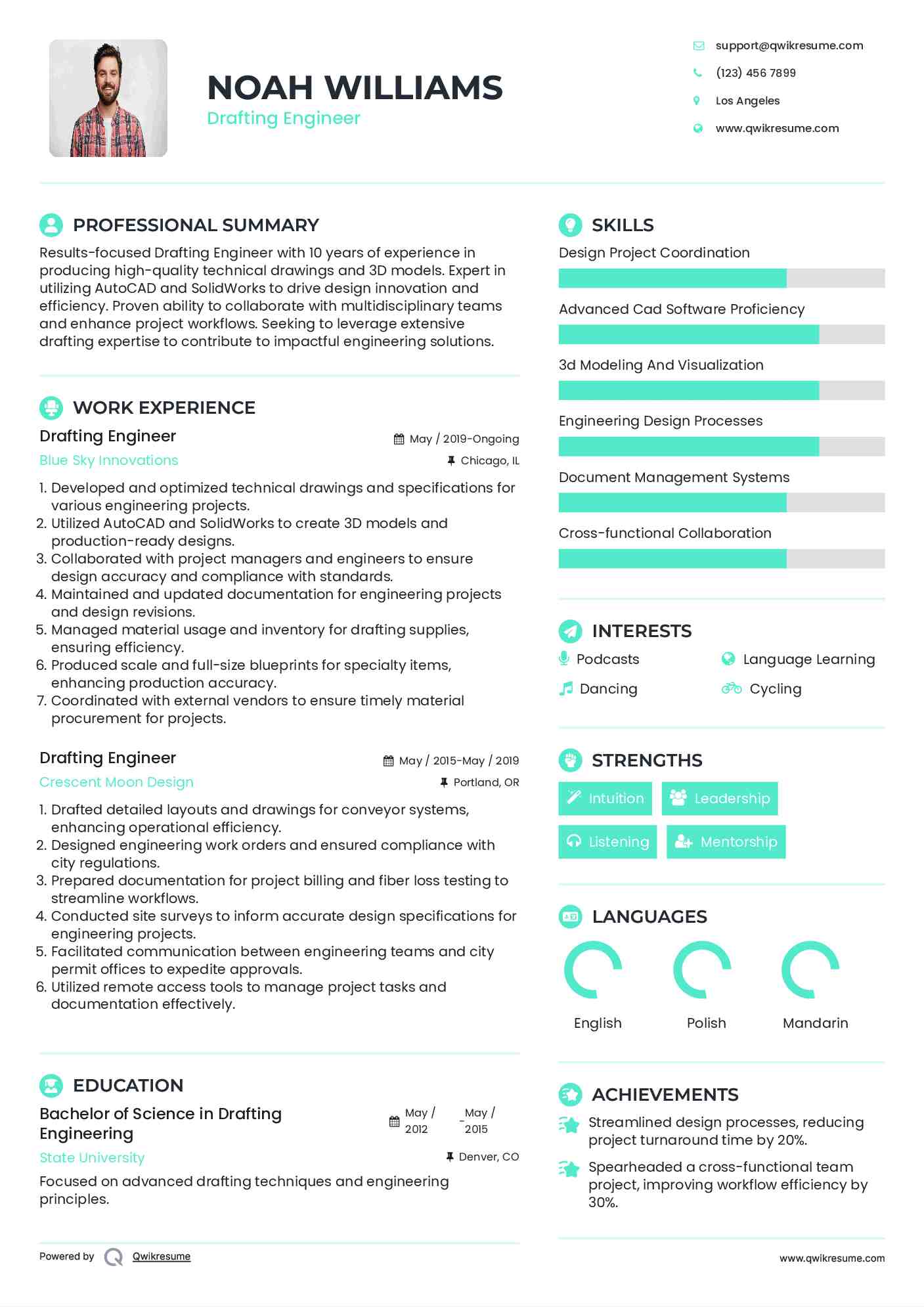 Drafting Engineer Resume Model