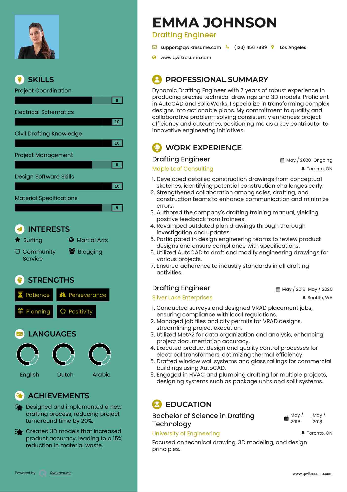 Drafting Engineer Resume Model