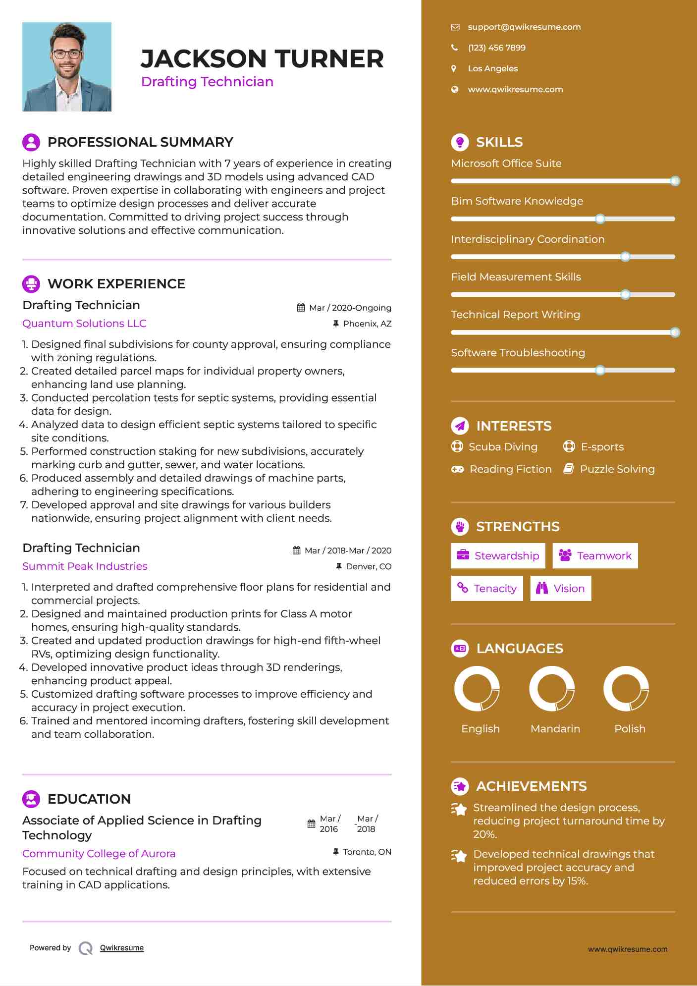 Drafting Technician Resume Example