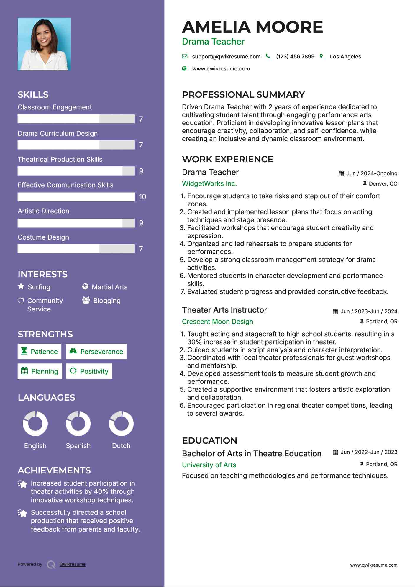 Drama Teacher Resume Format