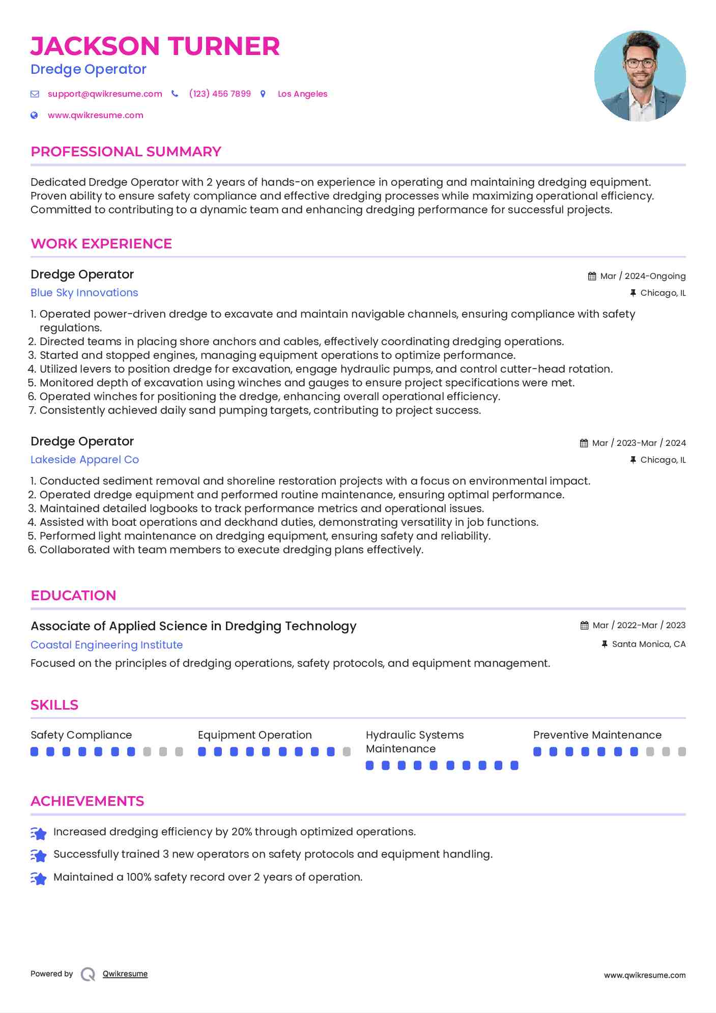 Dredge Operator Resume Format
