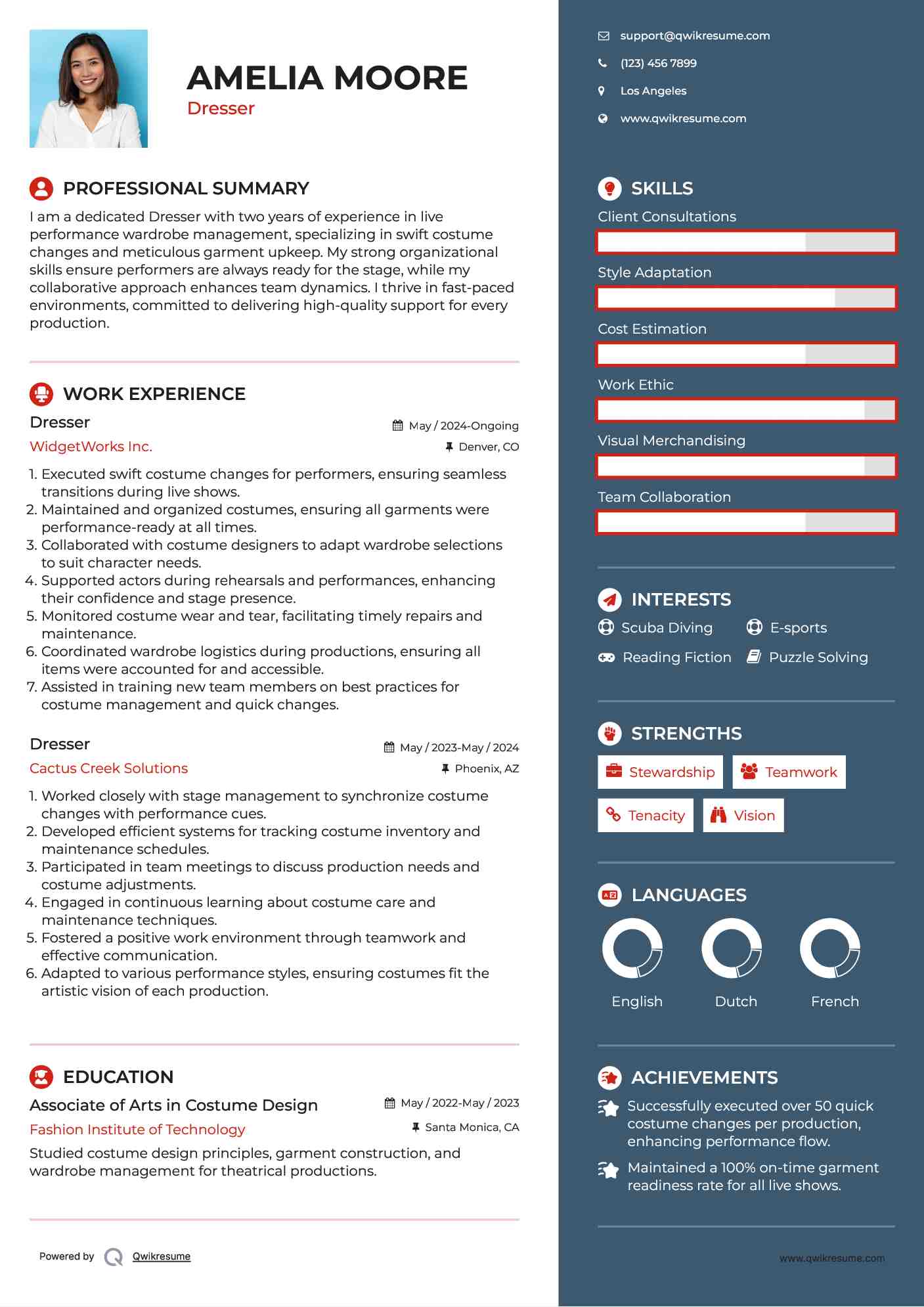 Dresser Resume Example