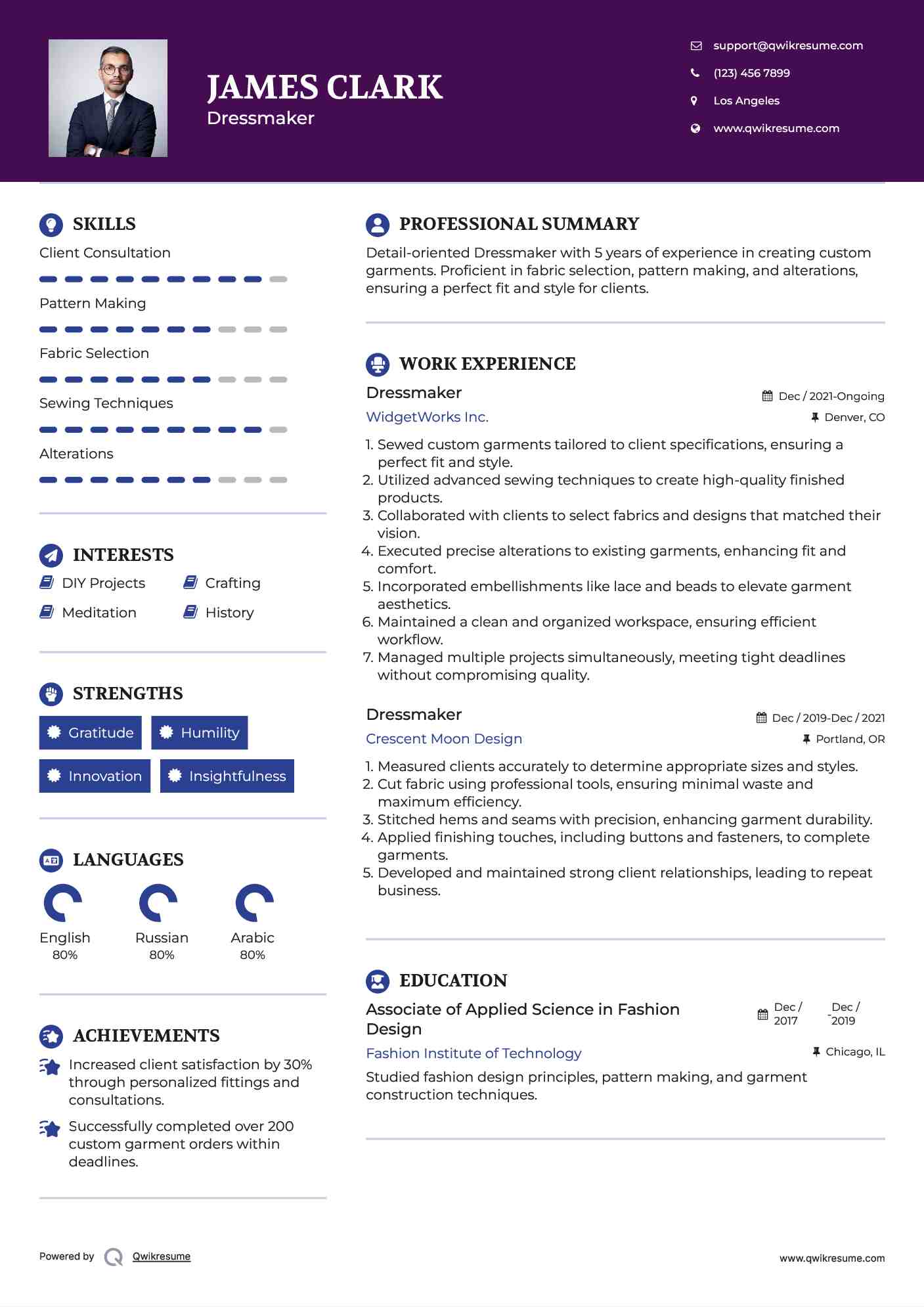 Dressmaker Resume Format