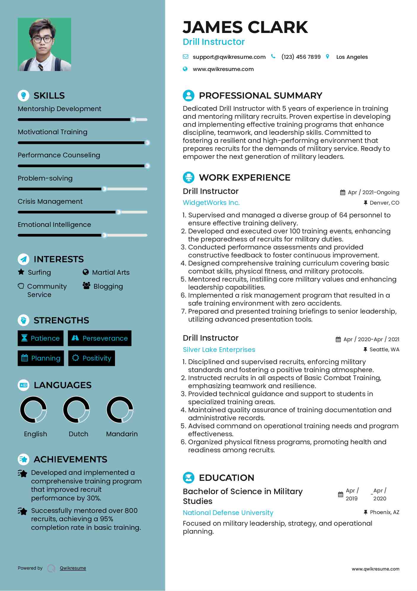 Drill Instructor Resume Template