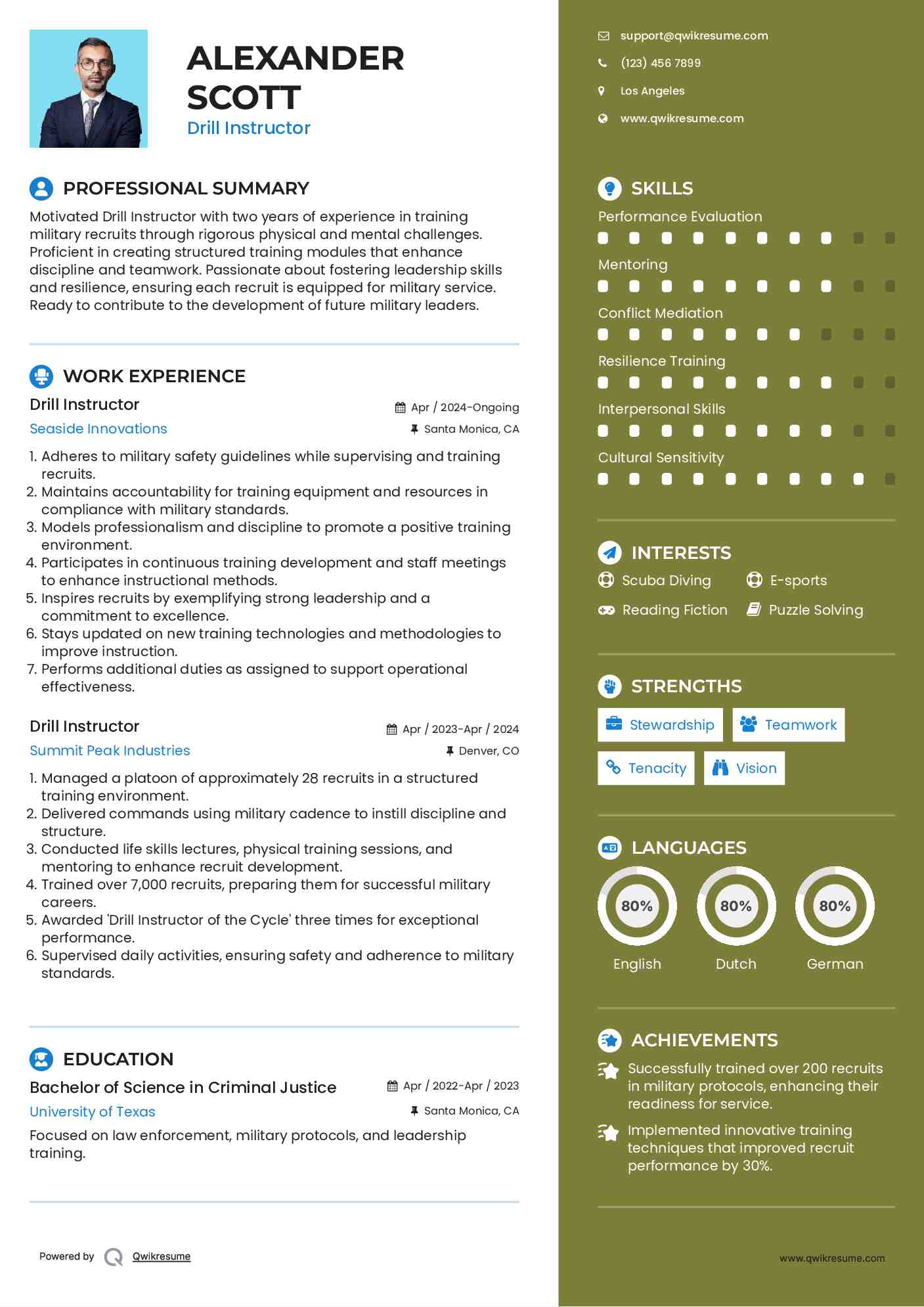 Drill Instructor Resume Format