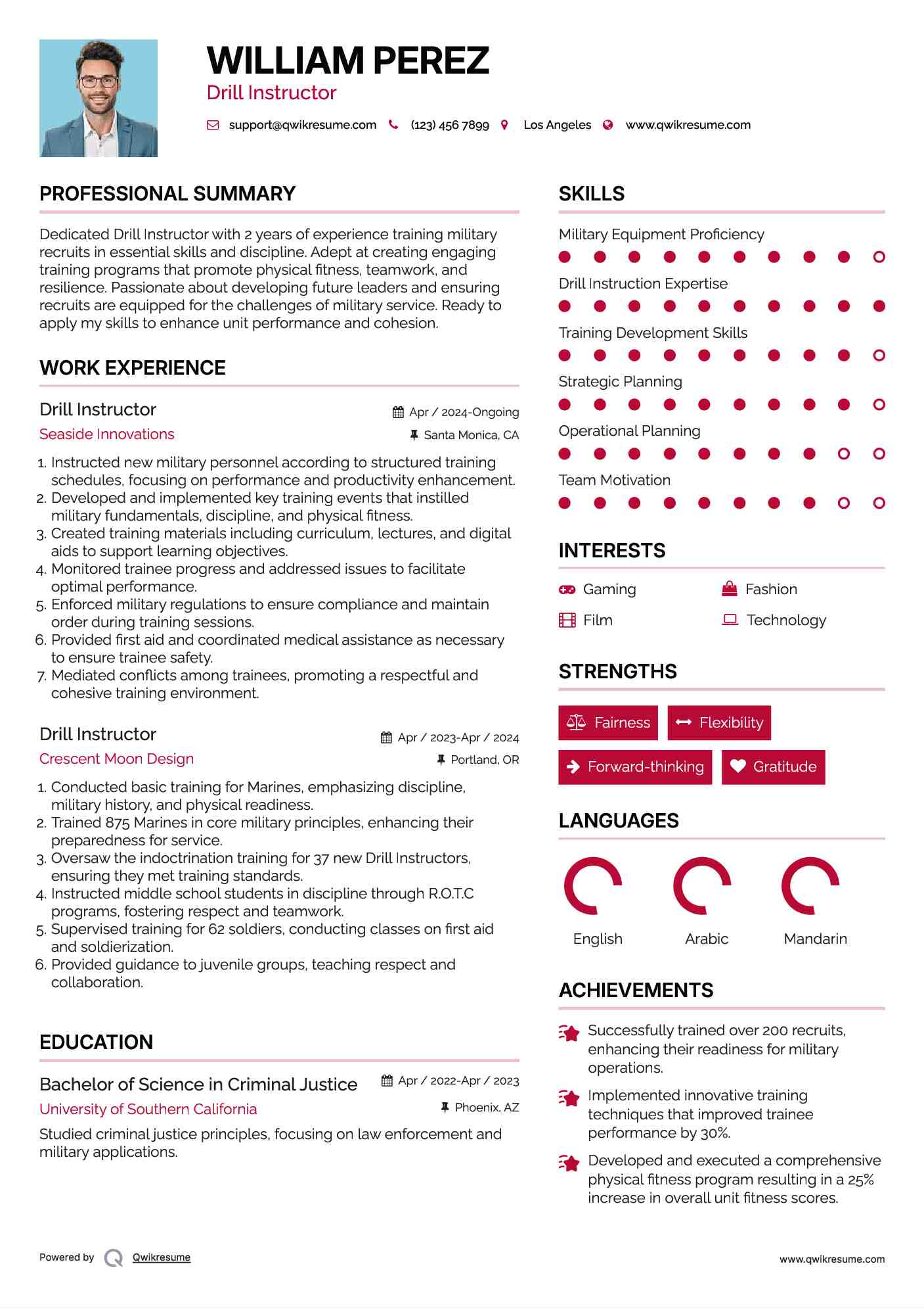 Drill Instructor Resume Template
