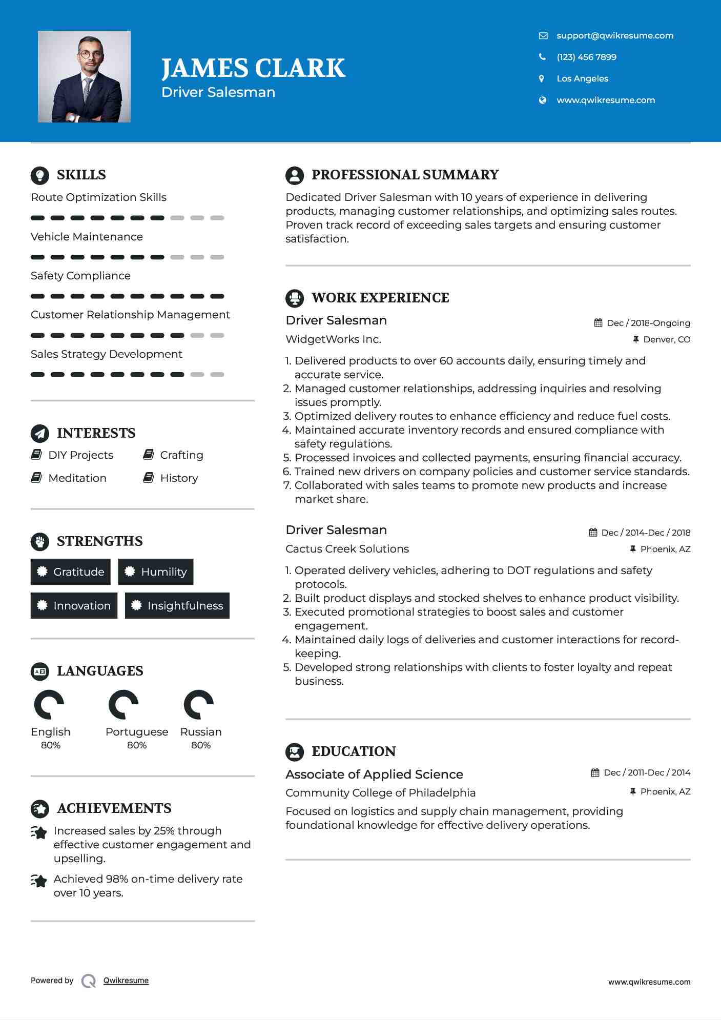 Driver Salesman Resume Example